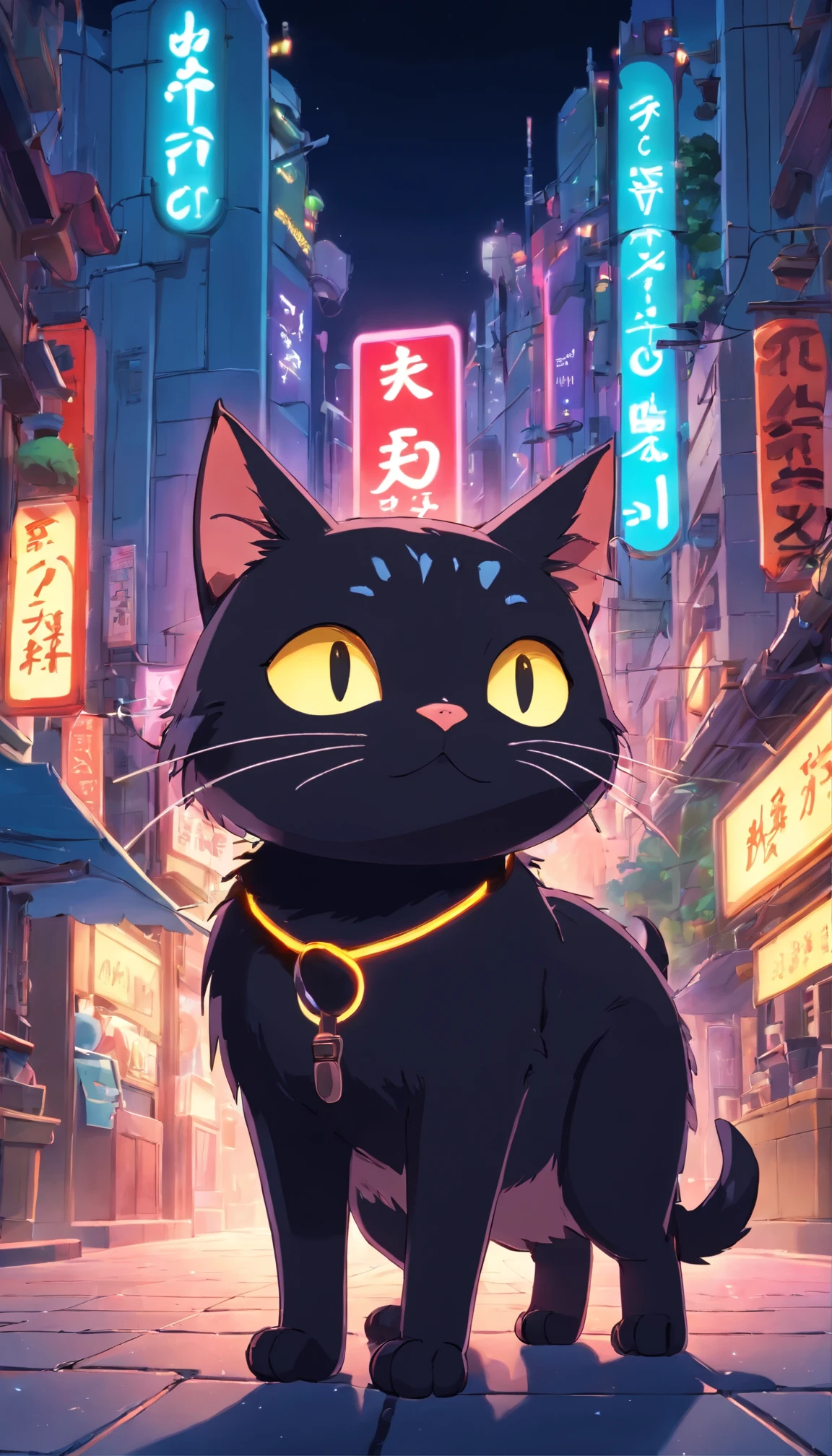 Black Color Cat, (Blind Box Toy Style:1.2), (Full Body Shot), t:1.2, glasses:1.2, Cyberpunk, dreamy glow, luminous neon lights, clean, white background, (global illumination, ray tracing, HDR, unreal render,Reasonable design, high detail, master part, best quality, hyper HD, Cinematic lighting)