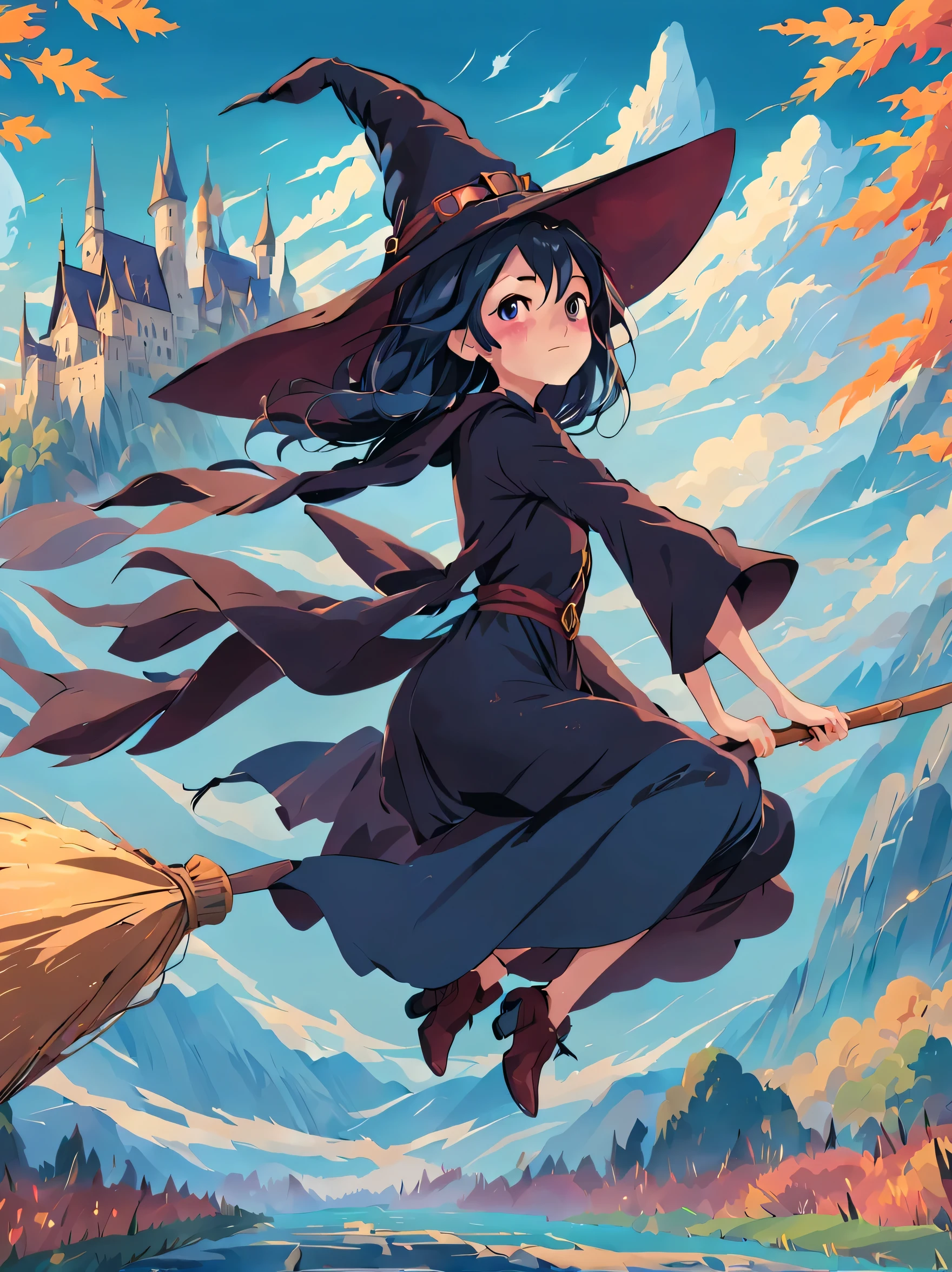 (masterpiece, highest quality:1.2),1 girl,perfect face,cute, ((((flying witch))),((Ride a broom)),broom flight,Straddling the broom,anatomically correct,masterpiece,highest quality,最高masterpiece,8K,,Wind,fantasy,,wonderful,, Mysterious, attractive, Whimsical, playful, adventurous, free, wonder, imagine, decide, skill, speed, movement, energy, realism, naturalistic, figurative, represent, beauty, fantasy culture, myth, fairy tale, folklore, Legend, witch, wizard, Magical creatures, fantasy worlds, composition, scale, Qianyoshi, midway point, background, perspective, light, color, texture, be familiar with, beauty, wonder.