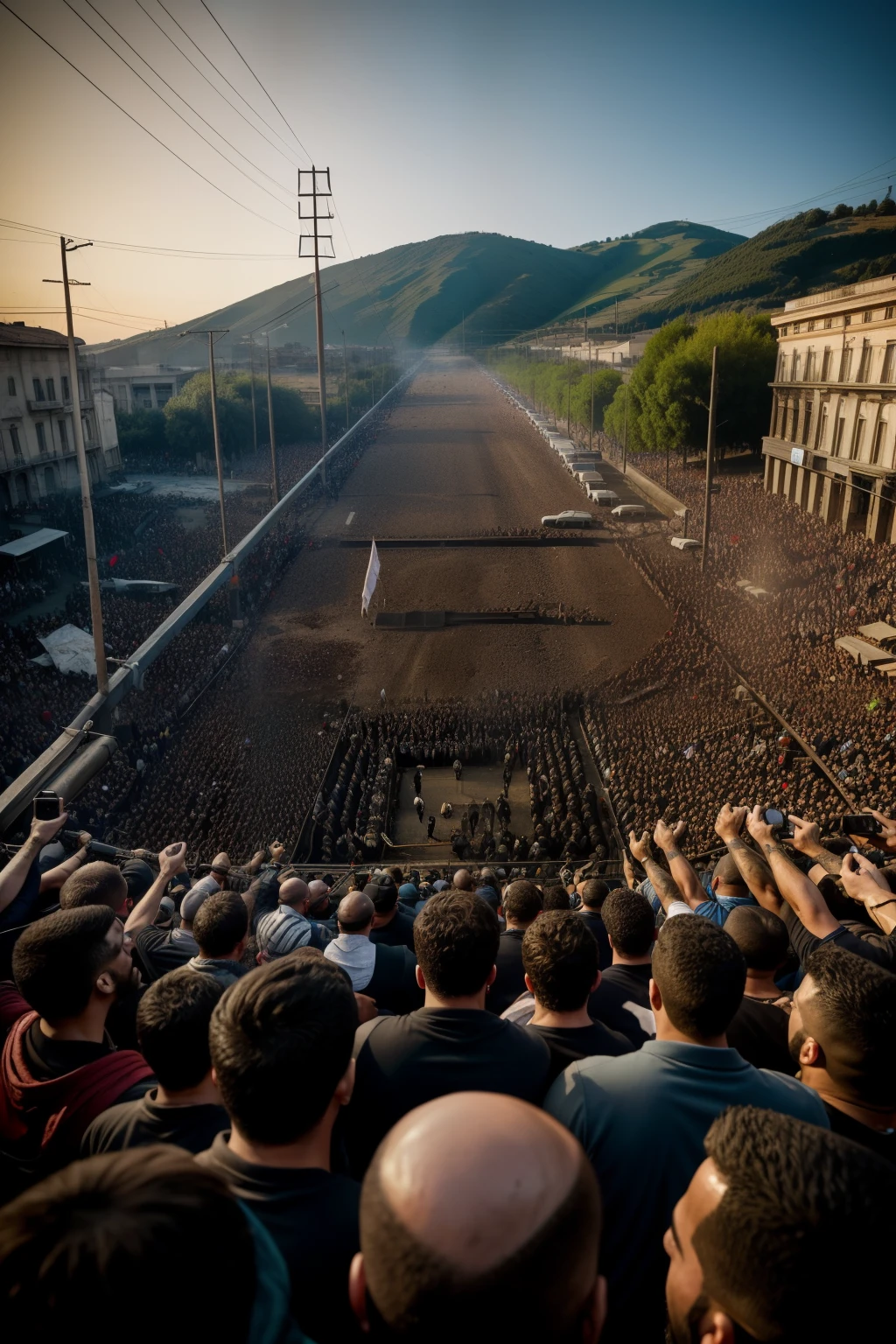 RAW photo in sequence, a realistic image of a dirty and filthy crowd demanding and shouting for their execution at the stakes, rosto detalhados, planos de fundo detalhados pouco desfocados, luzes naturais, HDR, foto profissional, dramatic scene, detalhes texturais, alta qualidade, cinza escuro, Canon 5D Mark IV.
A raw photo sequence of a gritty and dirty mob screaming and demanding his execution at the stake, detailed facial expressions, well-defined backgrounds, natural lighting, HDR, professional photo,