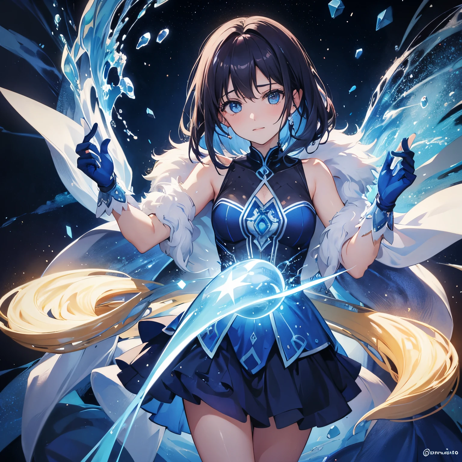 Mage d'eau, brune aux yeux bleu