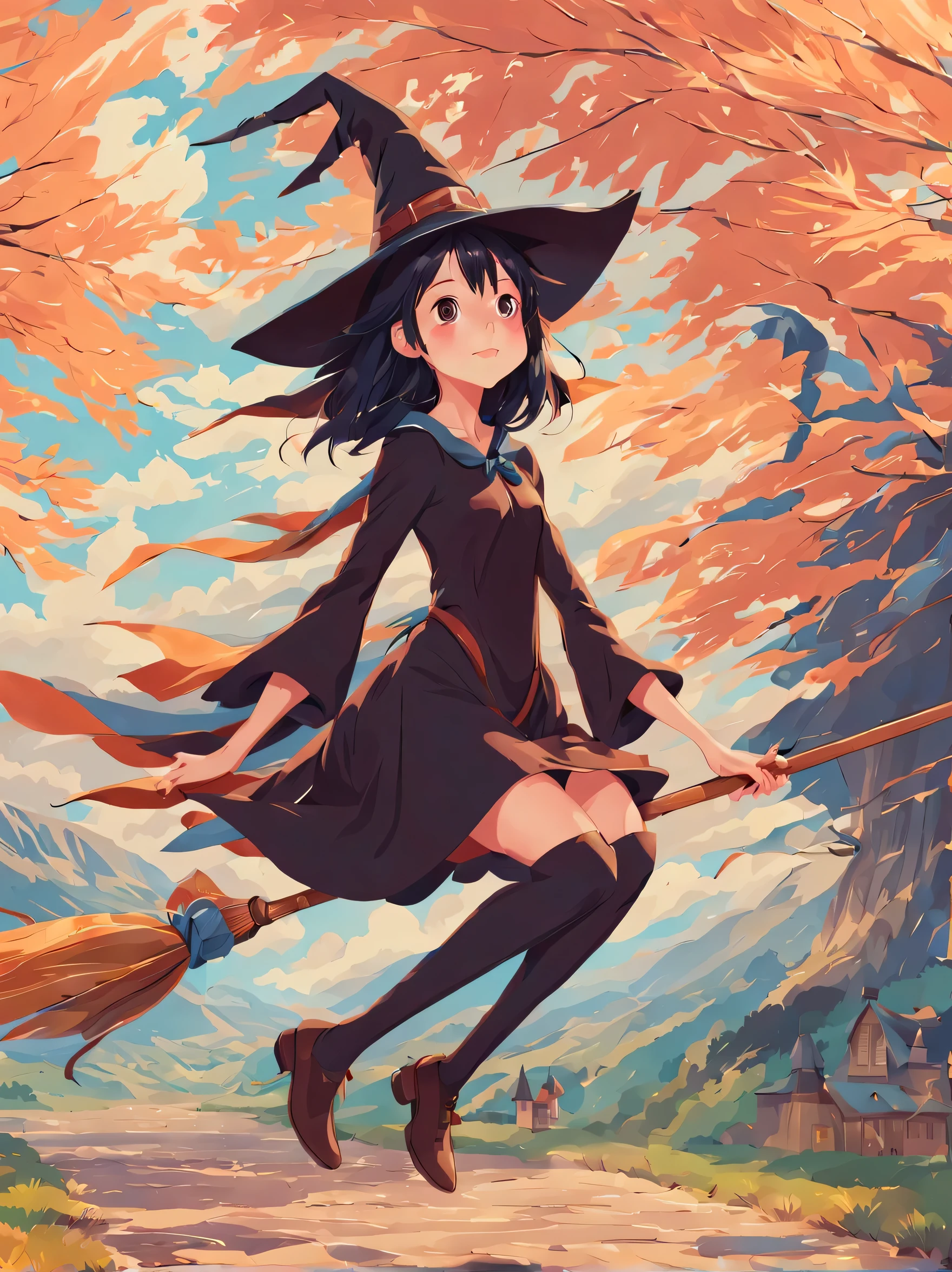 (masterpiece, highest quality:1.2), 1 girl, alone,Flying Witch,cute,Lovely,fantasy,perfect face,anatomically correct