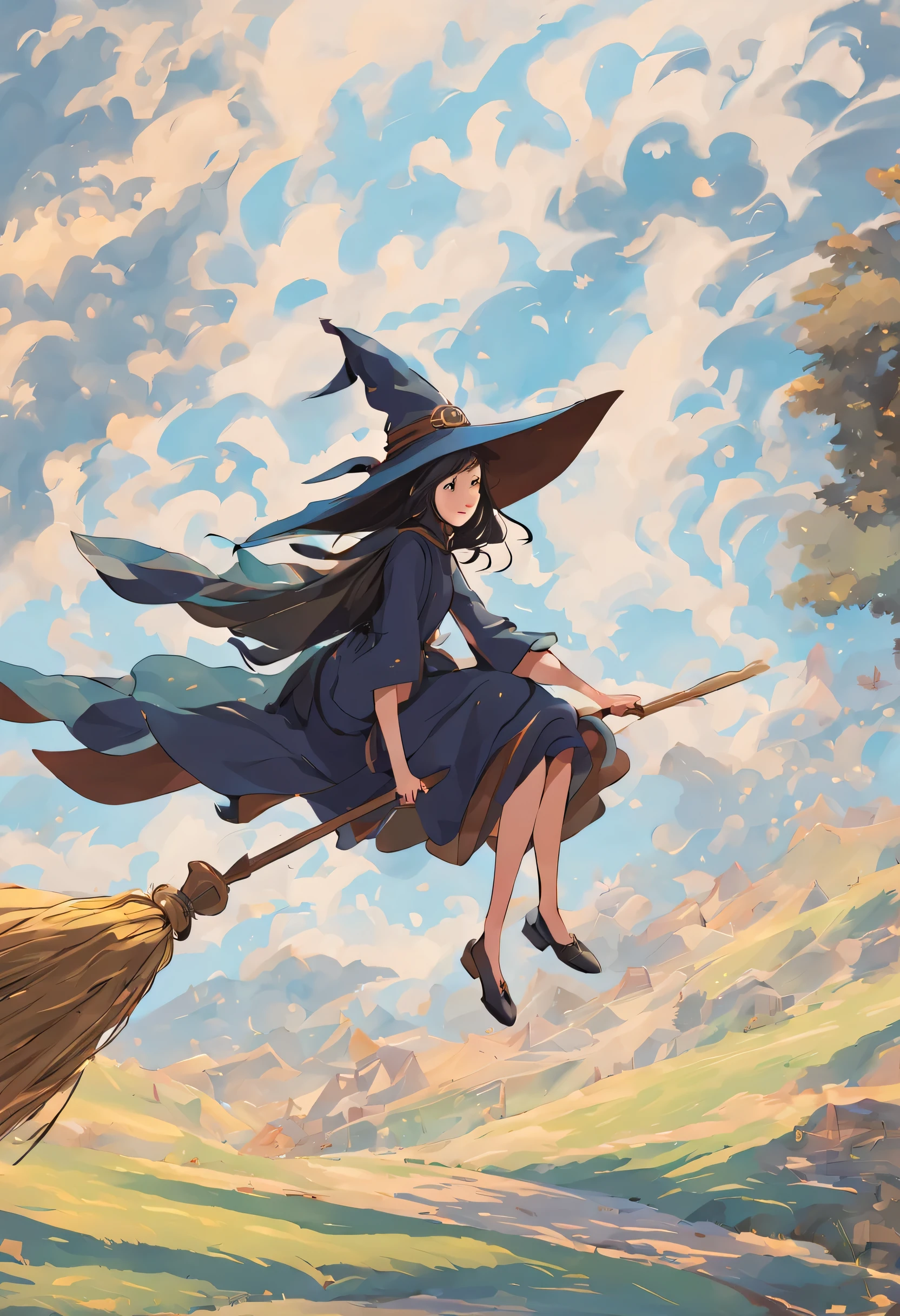 (masterpiece, highest quality:1.2),1 girl,perfect face,cute, ((((flying witch))),((Ride a broom)),broom flight,Straddling the broom,anatomically correct,masterpiece,highest quality,最高masterpiece,8K,,Wind,fantasy,,wonderful,, Mysterious, attractive, Whimsical, playful, adventurous, free, wonder, imagine, decide, skill, speed, movement, energy, realism, naturalistic, figurative, represent, beauty, fantasy culture, myth, fairy tale, folklore, Legend, witch, wizard, Magical creatures, fantasy worlds, composition, scale, Qianyoshi, midway point, background, perspective, light, color, texture, be familiar with, beauty, wonder.