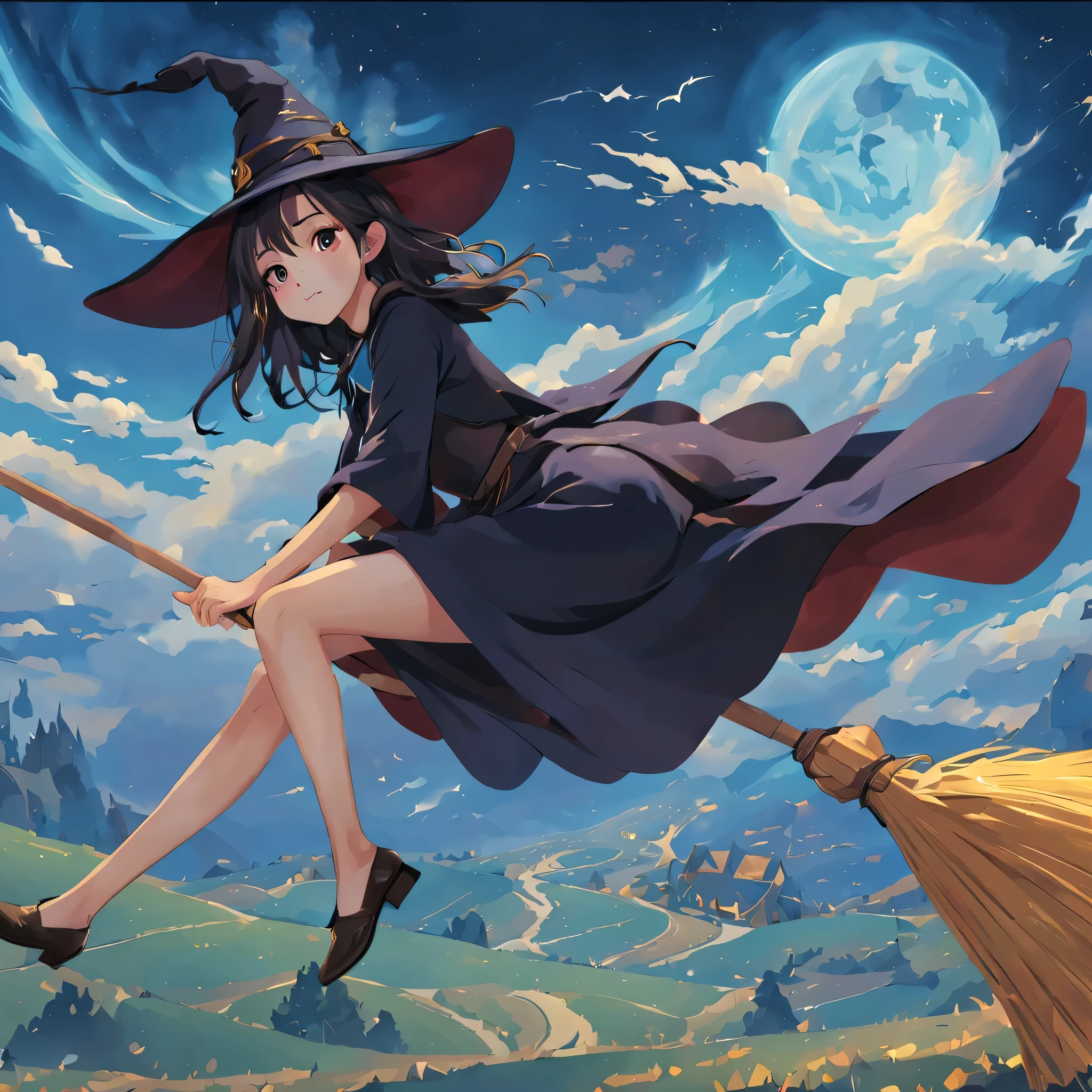 (masterpiece, highest quality:1.2),1 girl,perfect face,cute, ((((flying witch))),((Ride a broom)),broom flight,Straddling the broom,anatomically correct,masterpiece,highest quality,最高masterpiece,8K,,Wind,fantasy,,wonderful,, Mysterious, attractive, Whimsical, playful, adventurous, free, wonder, imagine, decide, skill, speed, movement, energy, realism, naturalistic, figurative, represent, beauty, fantasy culture, myth, fairy tale, folklore, Legend, witch, wizard, Magical creatures, fantasy worlds, composition, scale, Qianyoshi, midway point, background, perspective, light, color, texture, be familiar with, beauty, wonder.