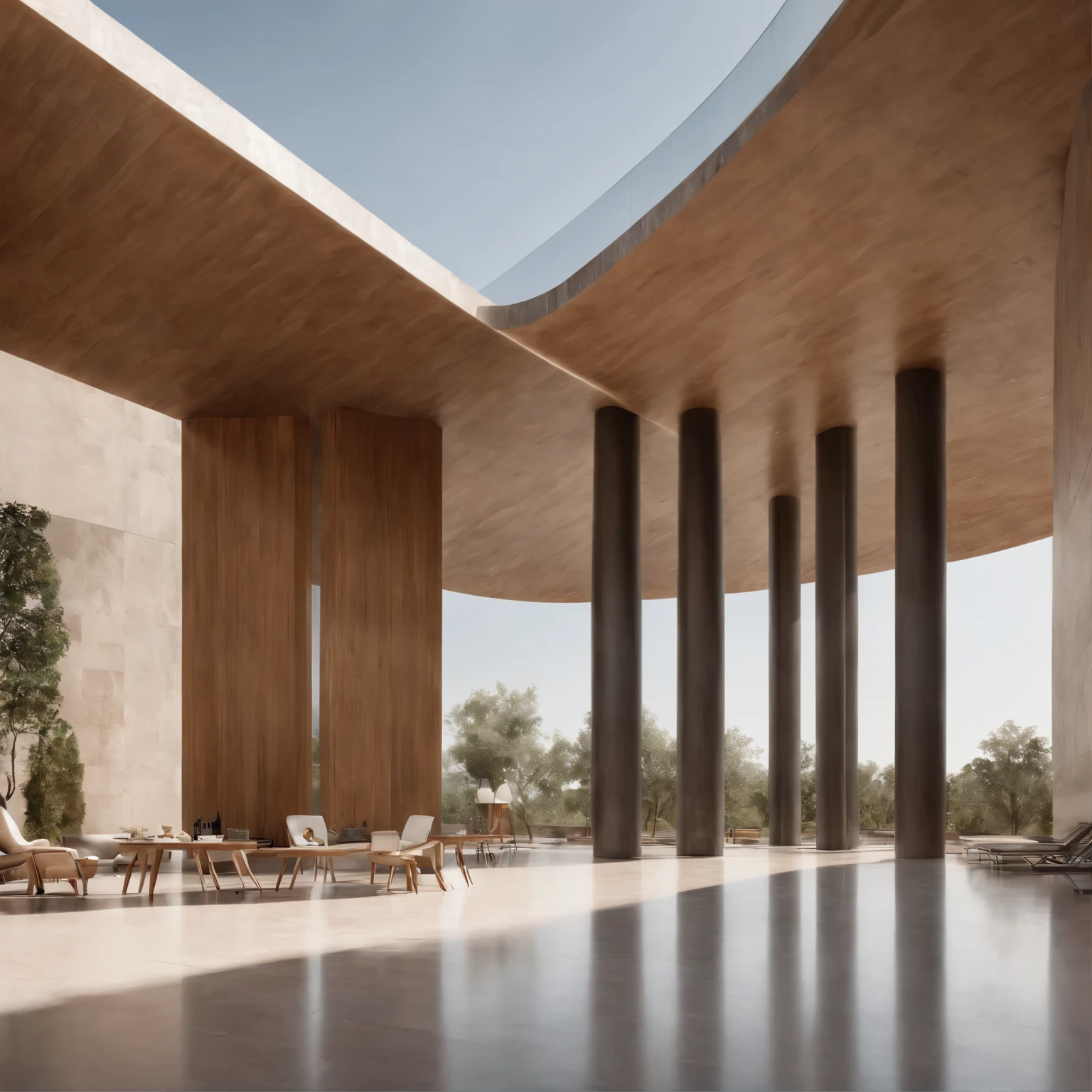 Super detailed In Europe African architectural design in the middle of the city (foto realista) (Renzo Piano) (arte africana) European architectural design with African influence, designed by the collaboration of Zaha Hadid and Álvaro Siza. This unique work stands out for its fusion of styles, incorporating African symbols and shapes into a photo-realistic, highly detailed representation, resulting in a harmonious cross-cultural architectural expression.