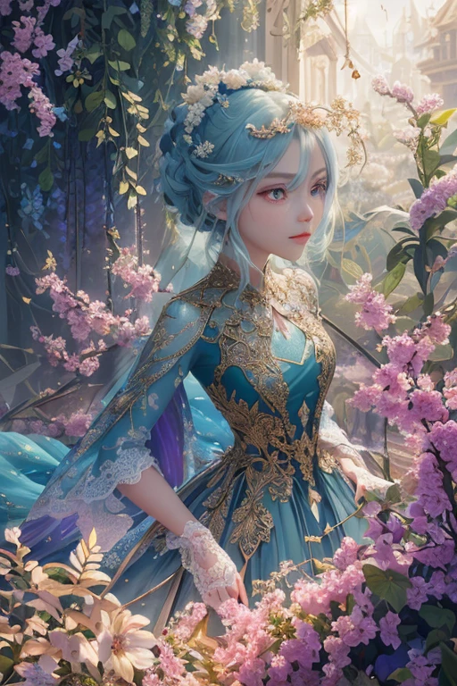 (((masterpiece))), (((best quality))), ((ultra-detailed)), (hyperrealistic), (highly detailed CG illustration), ((an extremely delicate and beautiful)),cinematic light, Create a stunning anime artwork that is currently trending on ArtStation, showcasing exquisite beauty and captivating aesthetics. The art piece should be highly detailed, featuring a compelling character and a visually appealing environment. The character in the artwork is a graceful and enchanting figure, radiating an aura of elegance. Pay close attention to intricate facial features, such as mesmerizing eyes with vibrant colors and delicate shading. The character's clothing should be designed with elaborate patterns, flowing fabrics, and rich textures, reflecting a blend of fantasy and contemporary fashion. Place the character in a captivating environment that enhances the overall appeal of the artwork. It could be a breathtaking natural landscape, a bustling futuristic cityscape, or a mystical realm filled with magical elements. Incorporate vibrant colors, dynamic lighting, and detailed background elements to create a sense of depth and immersion. Consider the latest trends in anime art, such as incorporating unique lighting effects, exploring creative composition techniques, or experimenting with unconventional color palettes. Take inspiration from the top artists on ArtStation and their exceptional execution of various art styles and themes. Camera: Choose an angle that highlights the character's beauty and the immersive environment. Lighting: Utilize atmospheric lighting techniques to create depth and mood. Resolution: Aim for a high-resolution artwork to showcase intricate details and clarity. Art Inspirations: Seek inspiration from the trending artists on ArtStation, exploring different styles, genres, and themes.