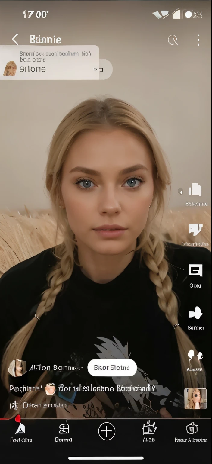 Create a woman who looks similar, blond, braune Augen 