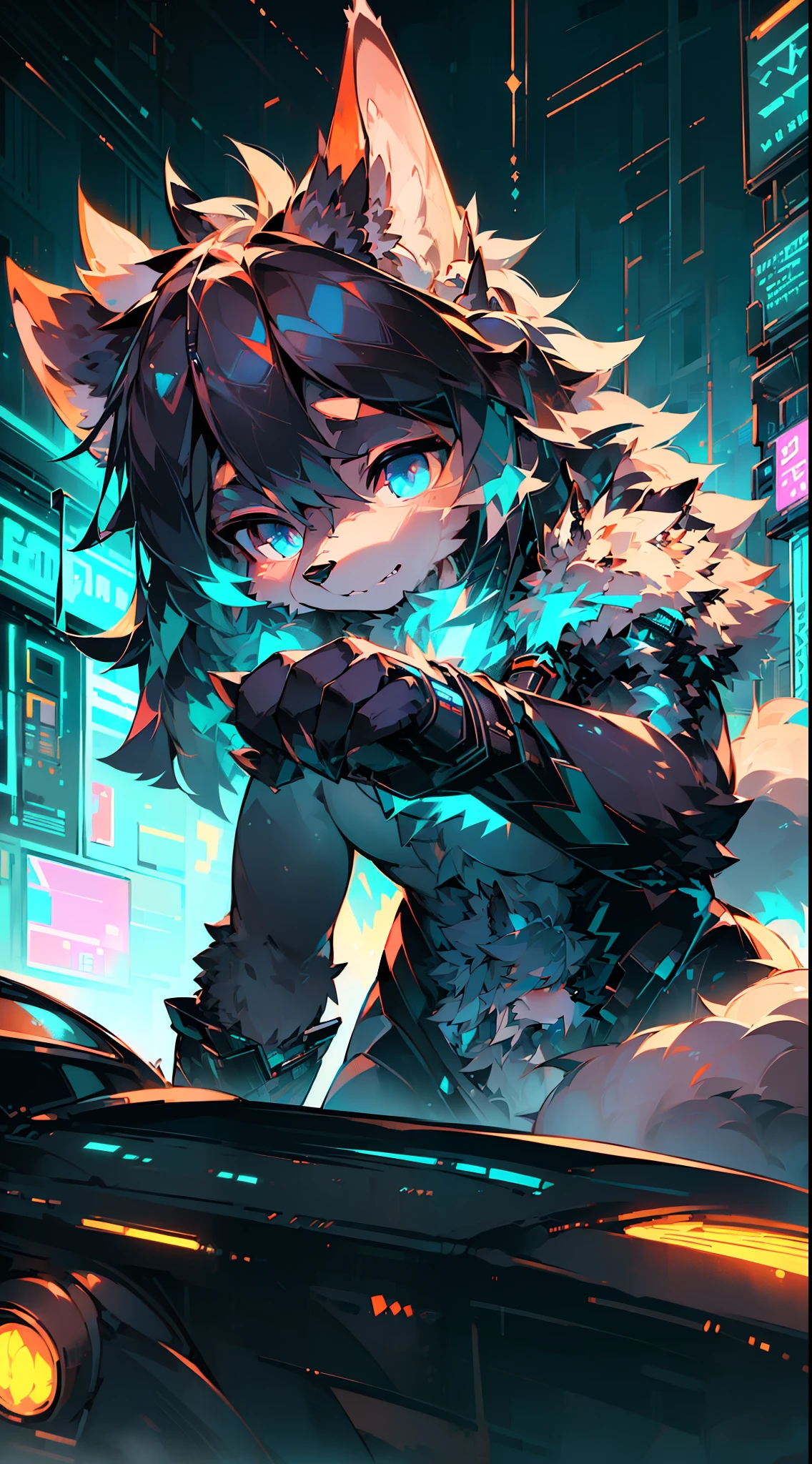 (((机械Wolf, style))), (((Wolf))) , (dynamic poses:1.0), focus only, center, Scale to fit dimensions, rule of thirds, outdoor, ((night view)), (Cyberpunk night street background: 1.5,dark sky,alley,孤独的alley,thick clouds, Detailed background:1.25), (best quality), (high resolution), (sharp focus), (Super detailed), (Very detailed), (extremely high quality art), 8k_wallpaper, (Very detailed CG 8k),(Very beautiful 8K CG), ((hyper super Super detailed perfect piece)), flawless, (((masterpiece))), illustration, bright colors, (complex), high contrast, selective lighting, double contact, human development report (high dynamic range), post processing, background blur,