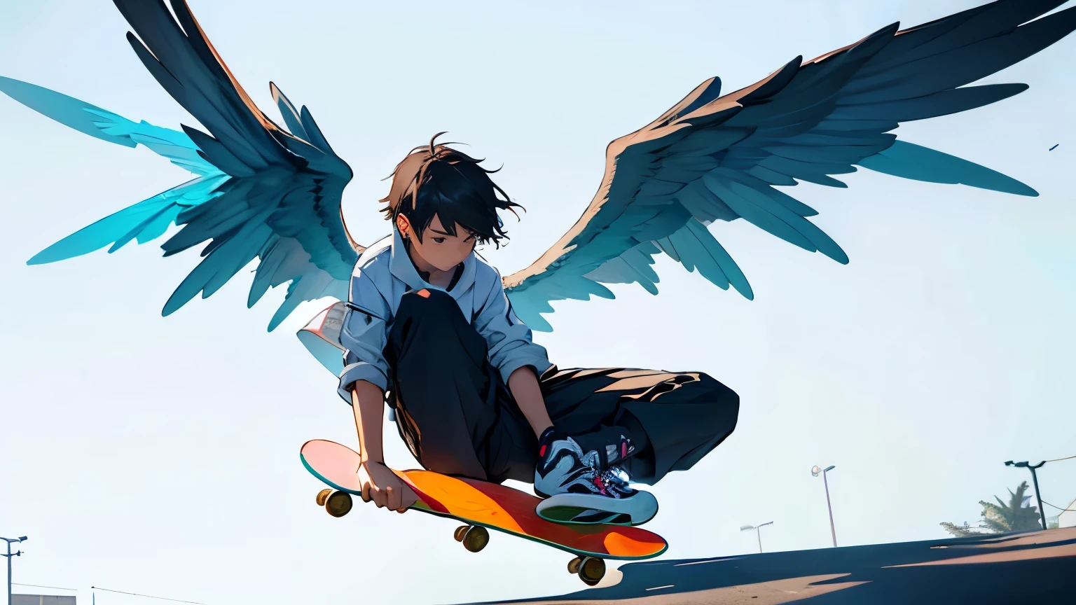 Skateboard in the form of wings