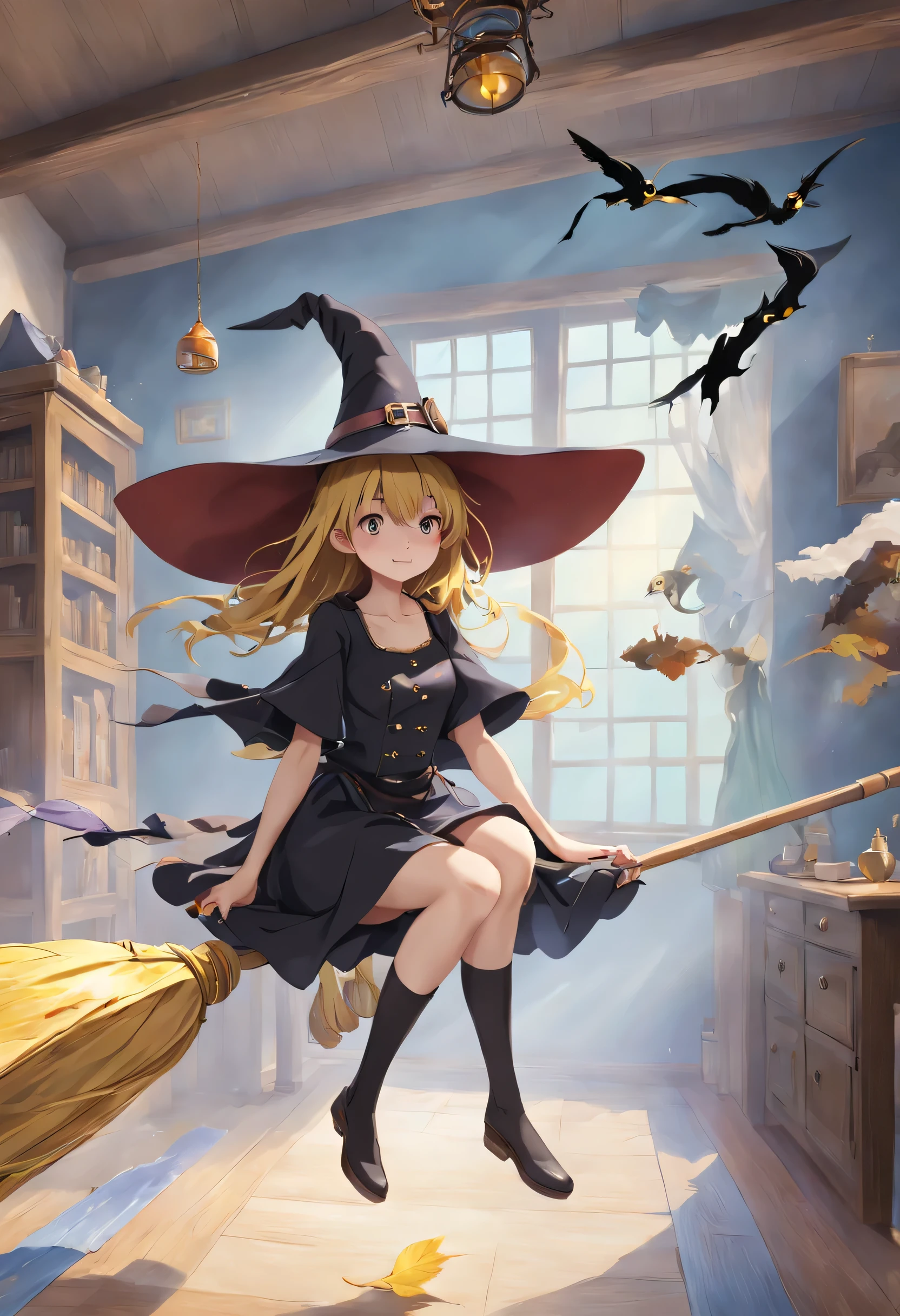 kirisame marisa, (masterpiece, highest quality:1.2),1 girl,perfect face,cute, ((((flying witch))),((Ride a broom)),broom flight,Straddling the broom,anatomically correct,masterpiece,highest quality,最高masterpiece,8K,,Wind,fantasy,,wonderful,, Mysterious, attractive, Whimsical, playful, adventurous, free, wonder, imagine, decide, skill, speed, movement, energy, realism, naturalistic, figurative, represent, beauty, fantasy culture, myth, fairy tale, folklore, Legend, witch, wizard, Magical creatures, fantasy worlds, composition, scale, Qianyoshi, midway point, background, perspective, light, color, texture, be familiar with, beauty, wonder.