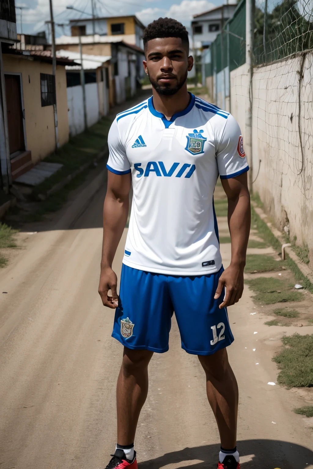 jogador de futebol na favela
