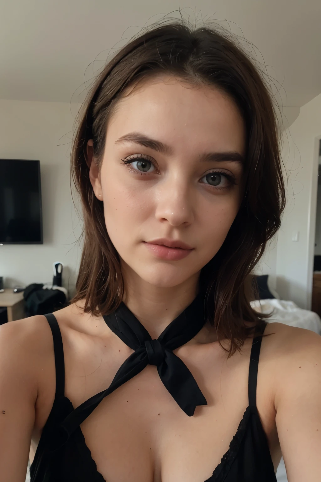 ((best quality)), ((Meisterwerk)), (detailliert), perfektes Gesicht, Arafed woman with black clothes, fille sexy aux yeux bruns, Portrait Sophie Mudd, cheveux bruns et grands yeux, selfie of a young woman, Yeux de chambre, Violet Myers, sans maquillage, maquillage naturel, looking straight at camera, Visage avec Artgram, Maquillage subtil, Superbe photo du corps entier, dans la chambre, clivage
Info
