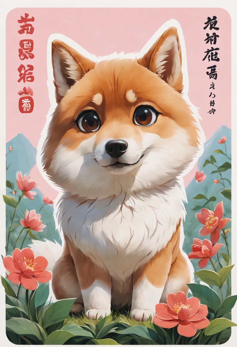 masterpiece, there are many different animals and words written in chinese, hand painted cartoon art style, art cover, kawaii cutest sticker ever, sticker illustration, by Shiba Kōkan, by Kōno Michisei, cute features, 中 元 节, by Gusukuma Seihō, stickers illustrations, cute characters