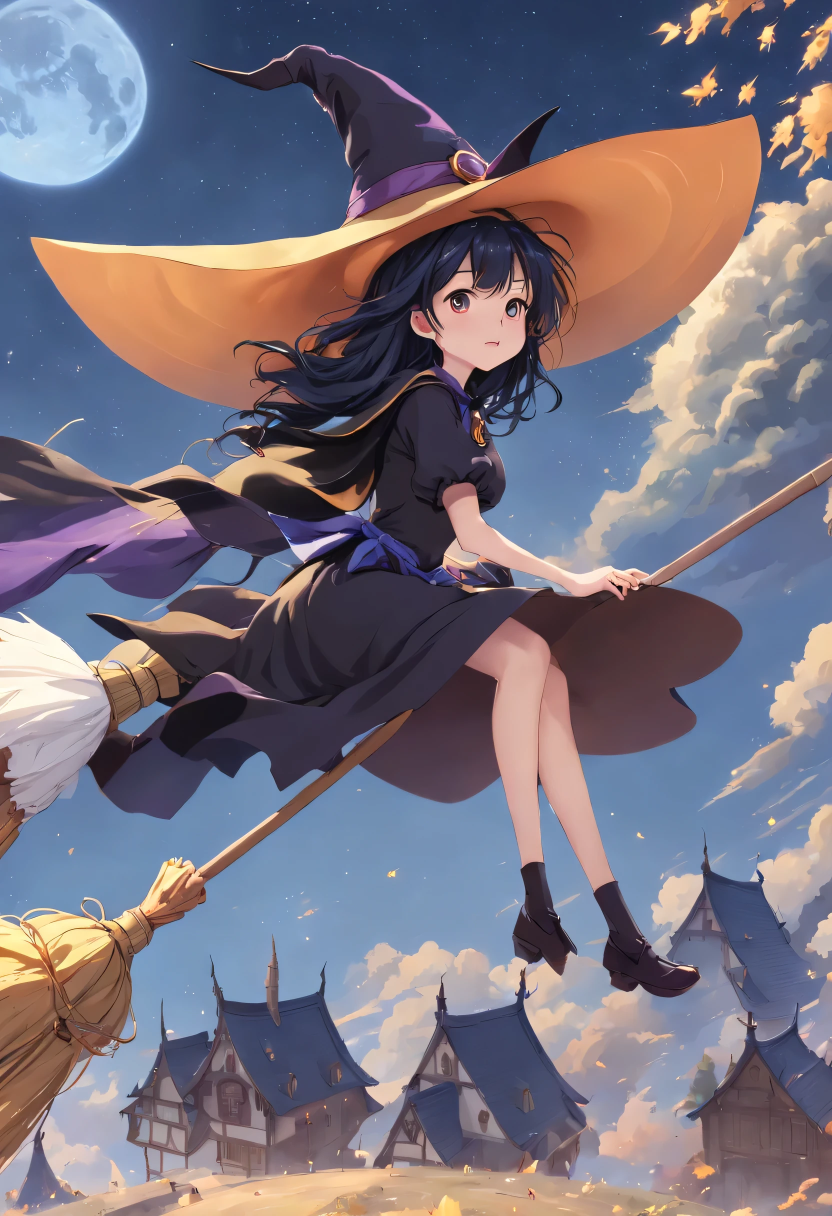 星空の下でwitchのほうきで飛んでいるキリサメサ,kirisame marisa, (masterpiece, highest quality:1.2),1 girl,perfect face,cute, ((((flying witch))),((Ride a broom)),broom flight,Straddling the broom,anatomically correct,masterpiece,highest quality,最高masterpiece,8K,,Wind,fantasy,,wonderful,, Mysterious, attractive, Whimsical, playful, adventurous, free, wonder, imagine, decide, skill, speed, movement, energy, realism, naturalistic, figurative, represent, beauty, fantasy culture, myth, fairy tale, folklore, Legend, witch, wizard, Magical creatures, fantasy worlds, composition, scale, Qianyoshi, midway point, background, perspective, light, color, texture, be familiar with, beauty, wonder.