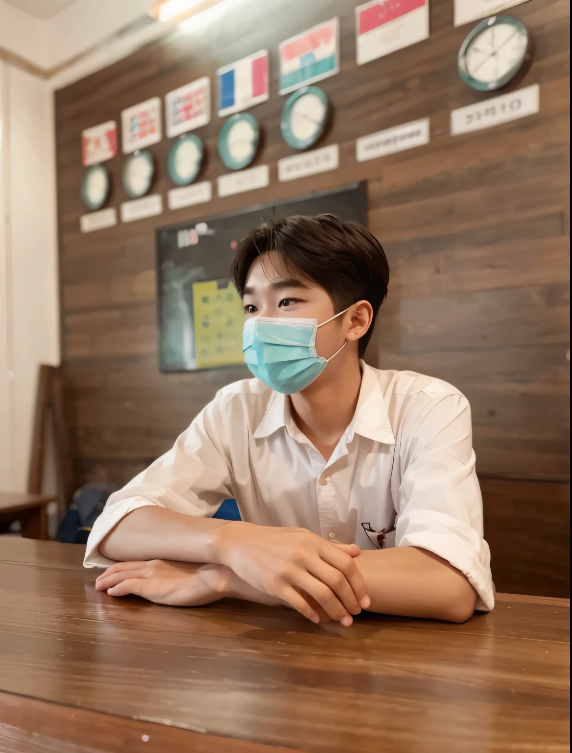 Cute baby Korean school boy aesthetic photo wallpaper 8k higher resolution hyper realistic perfect face