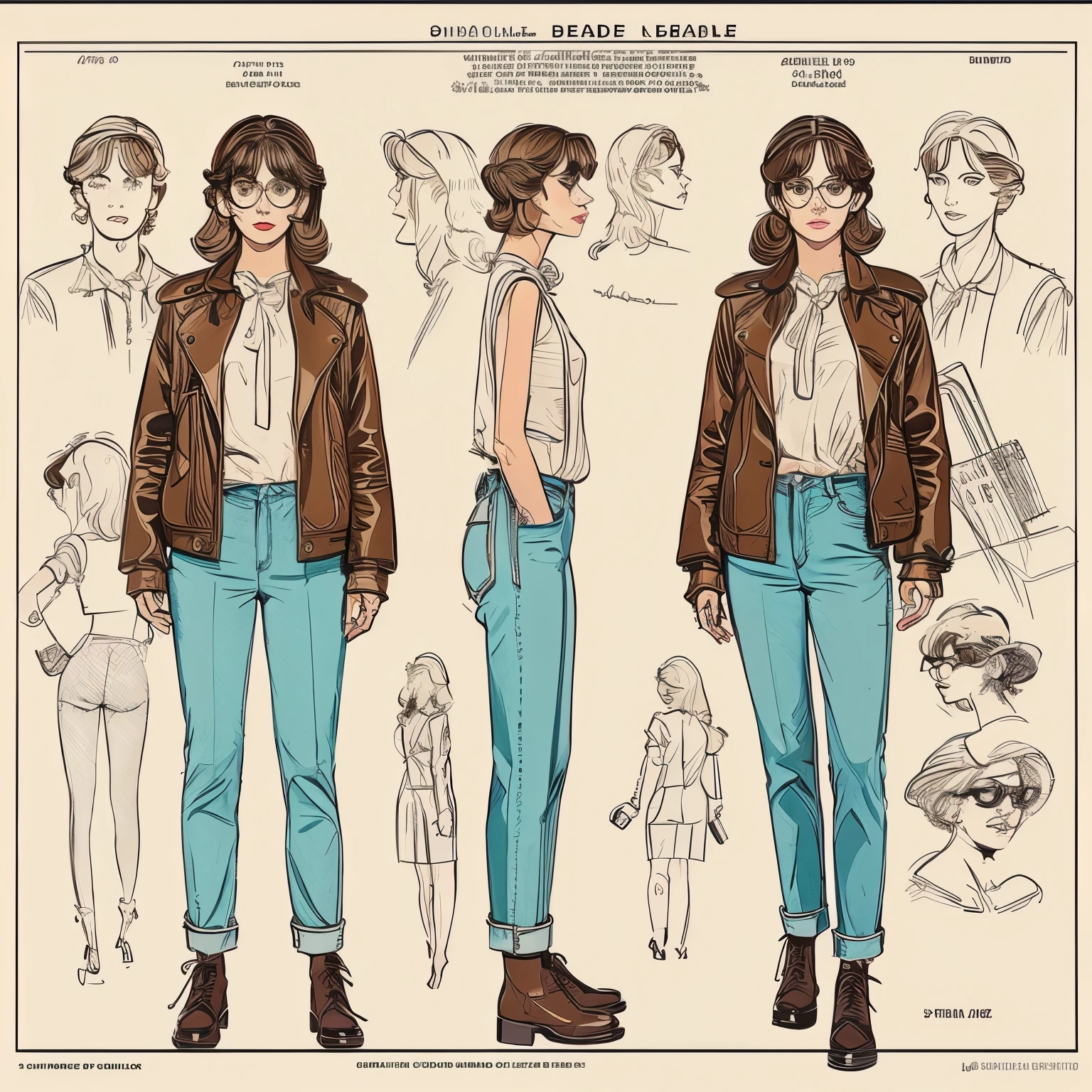a drawing of a standing beautiful girl with glasses, a character portrait by Farel Dalrymple, featured on tumblr, figurativism, criterion collection, photoillustration, concept art, full body