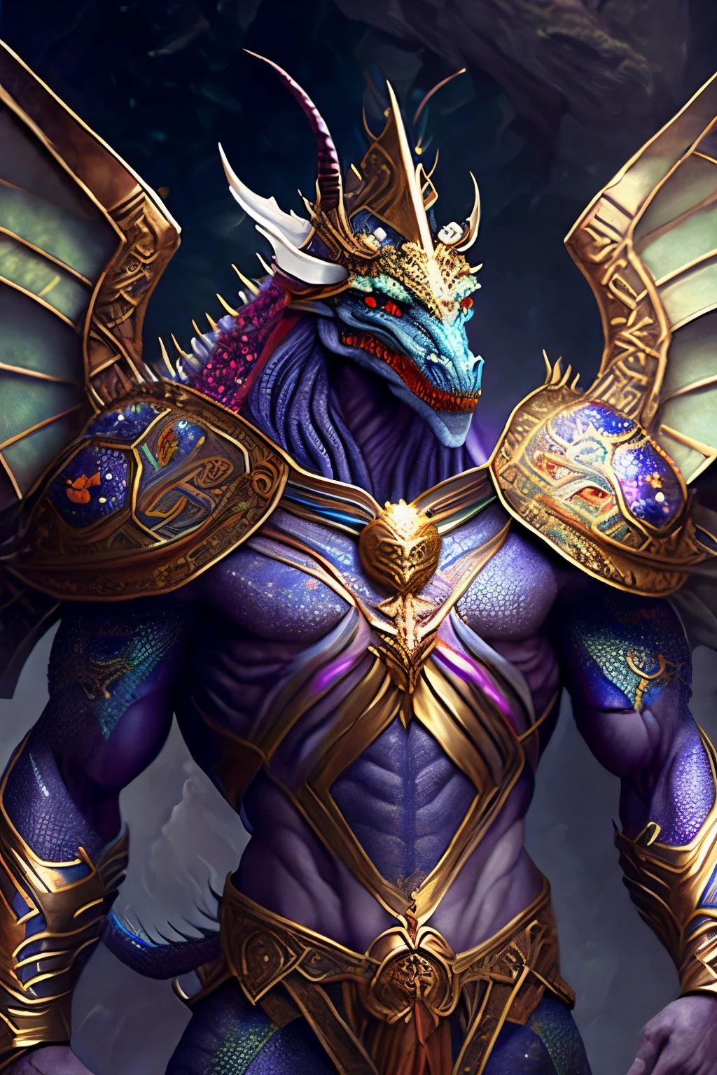 Photo of DivineStatue InkPunk(Additional weapons),The domineering side-leaking dragon king,Made of crystal balls,Highly detailed and complex conceptual art trend with low-poly eyes ArtStation 8K