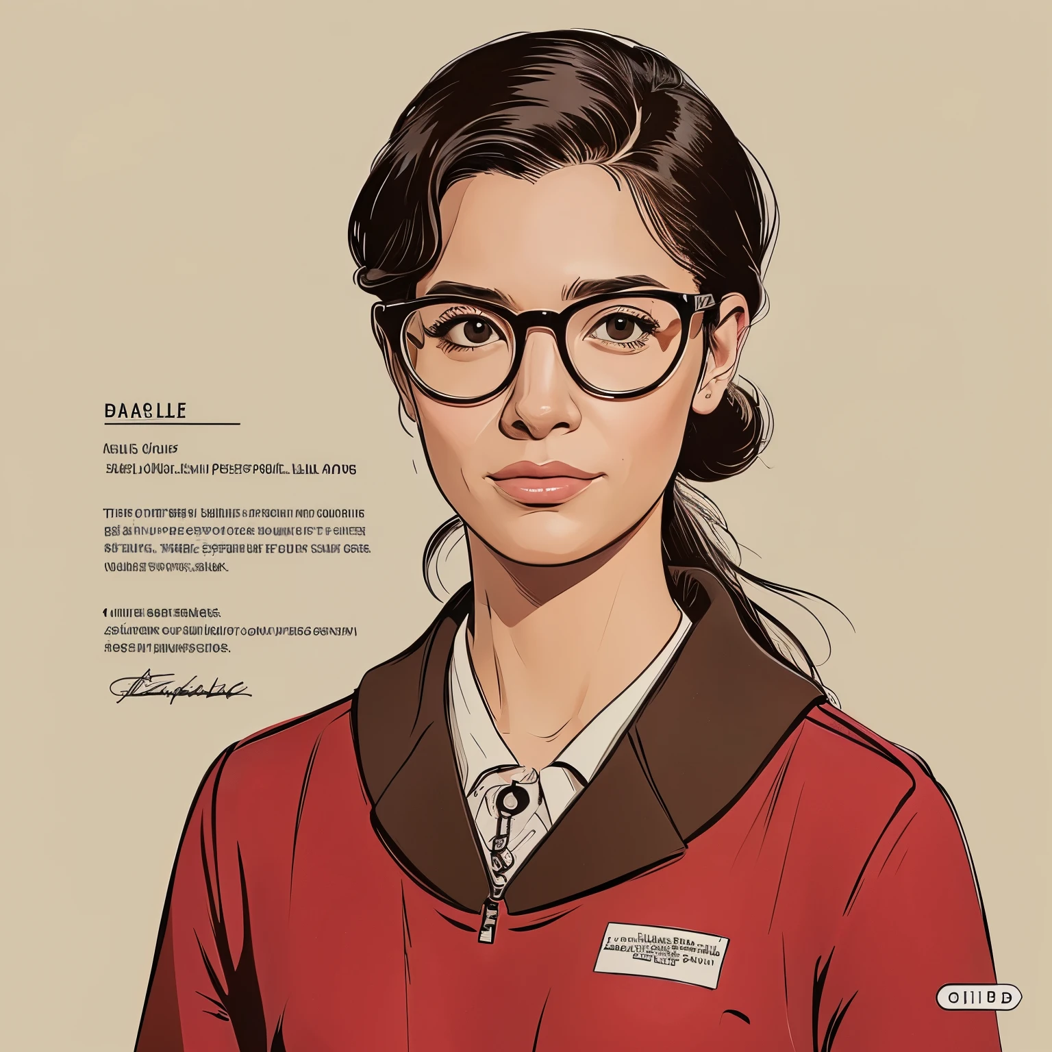a drawing of a woman with glasses, a character portrait by Farel Dalrymple, featured on tumblr, figurativism, criterion collection, photoillustration, concept art, full body