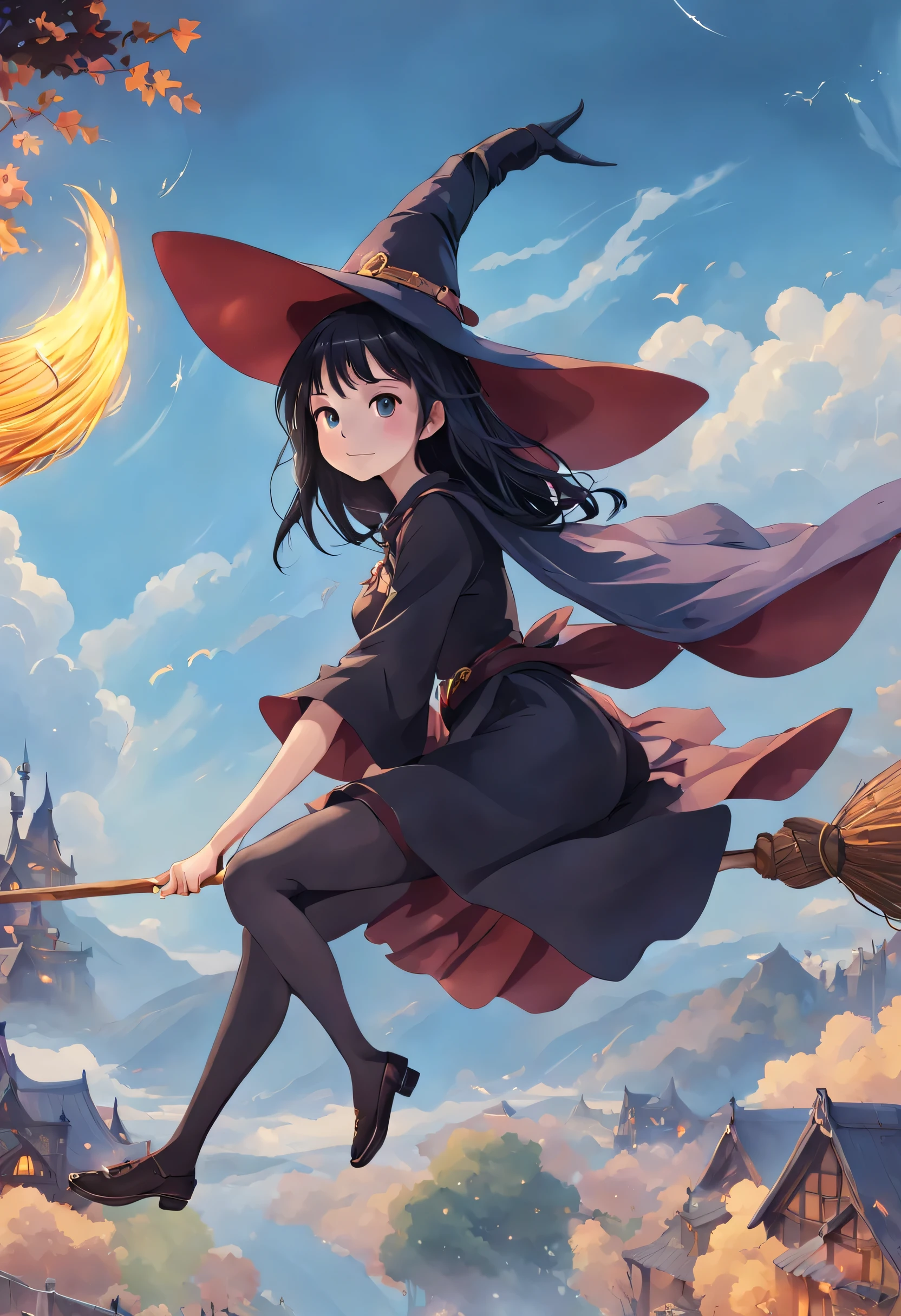 (masterpiece, highest quality:1.2),1 girl,perfect face,cute, ((((flying witch))),((Ride a broom)),broom flight,Straddling the broom,anatomically correct,masterpiece,highest quality,最高masterpiece,8K,,Wind,fantasy,,wonderful,, Mysterious, attractive, Whimsical, playful, adventurous, free, wonder, imagine, decide, skill, speed, movement, energy, realism, naturalistic, figurative, represent, beauty, fantasy culture, myth, fairy tale, folklore, Legend, witch, wizard, Magical creatures, fantasy worlds, composition, scale, Qianyoshi, midway point, background, perspective, light, color, texture, be familiar with, beauty, wonder.