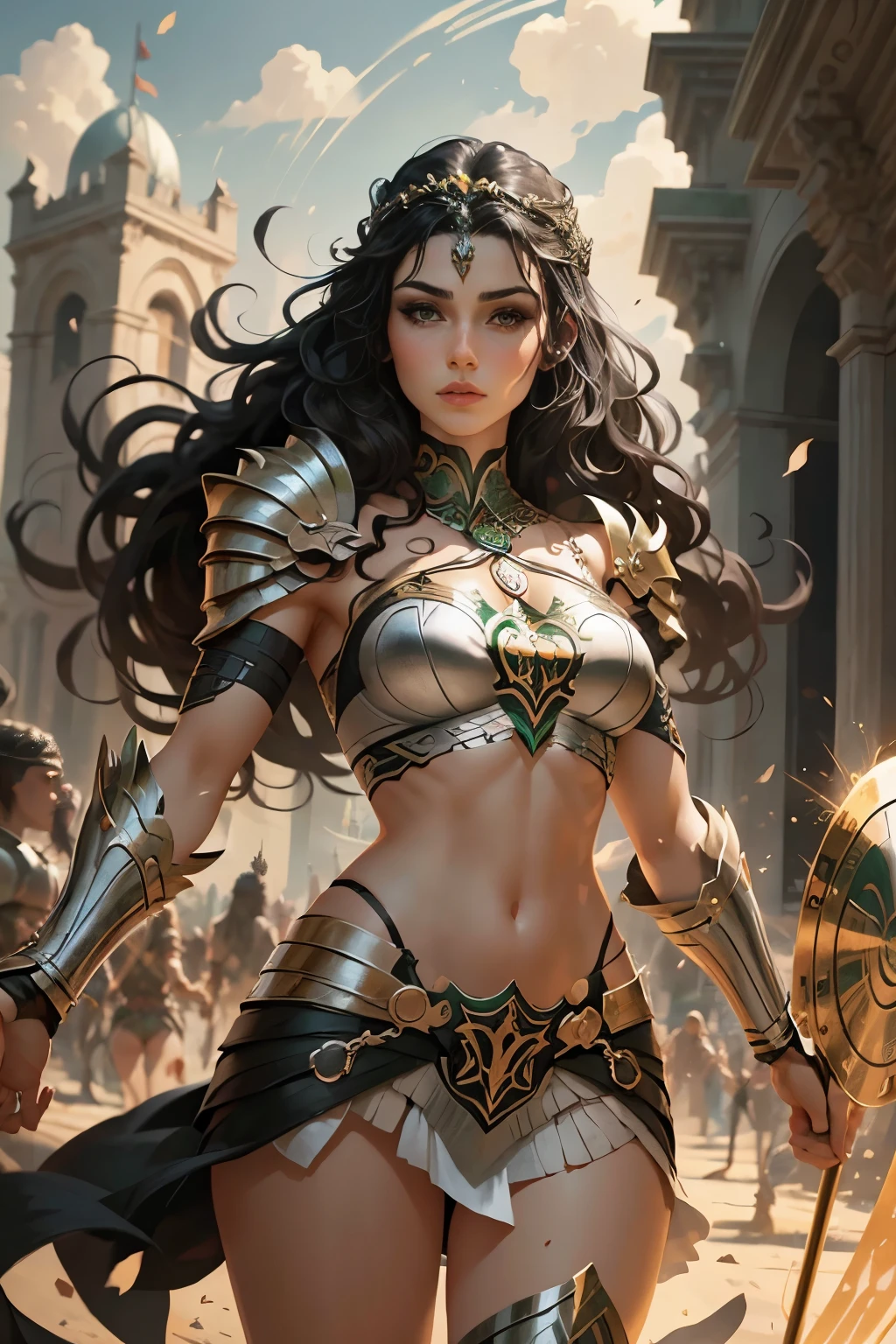 Beautiful Celtic princess warrior, Completely drawn with black hair, Alfonso Dunn uses rich black line art with a contrasting white background