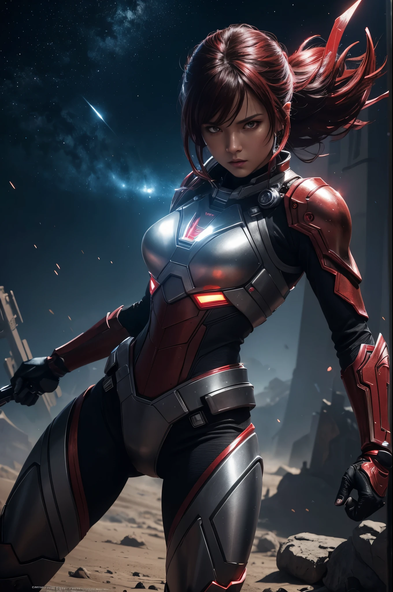 female, ninja, cyborg, 1girl, <lora:armor_ninja:0.8>