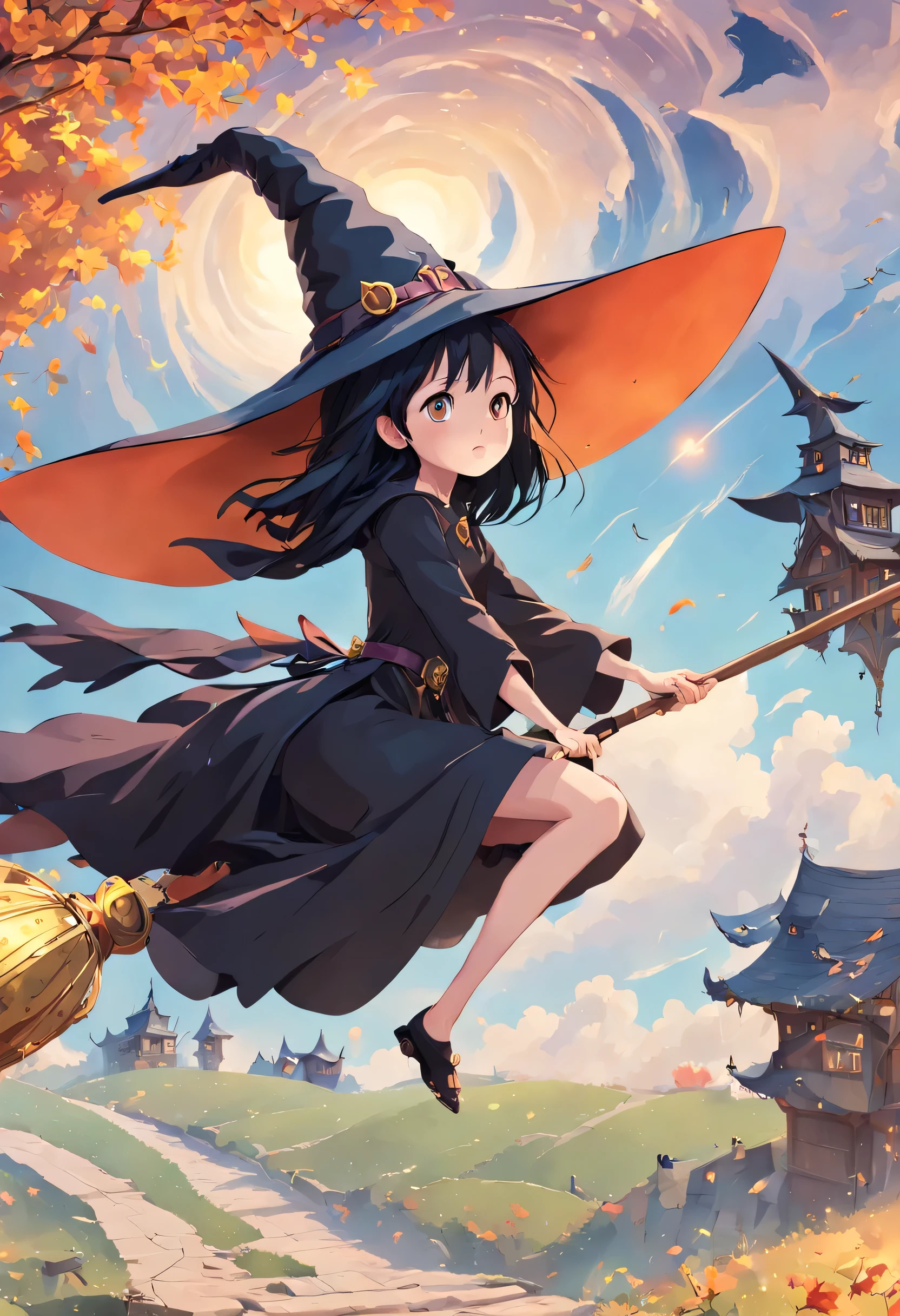 (masterpiece, highest quality:1.2),1 girl,perfect face,cute, ((((flying witch))),((Ride a broom)),broom flight,Straddling the broom,anatomically correct,masterpiece,highest quality,最高masterpiece,8K,,Wind,fantasy,,wonderful,, Mysterious, attractive, Whimsical, playful, adventurous, free, wonder, imagine, decide, skill, speed, movement, energy, realism, naturalistic, figurative, represent, beauty, fantasy culture, myth, fairy tale, folklore, Legend, witch, wizard, Magical creatures, fantasy worlds, composition, scale, Qianyoshi, midway point, background, perspective, light, color, texture, be familiar with, beauty, wonder.