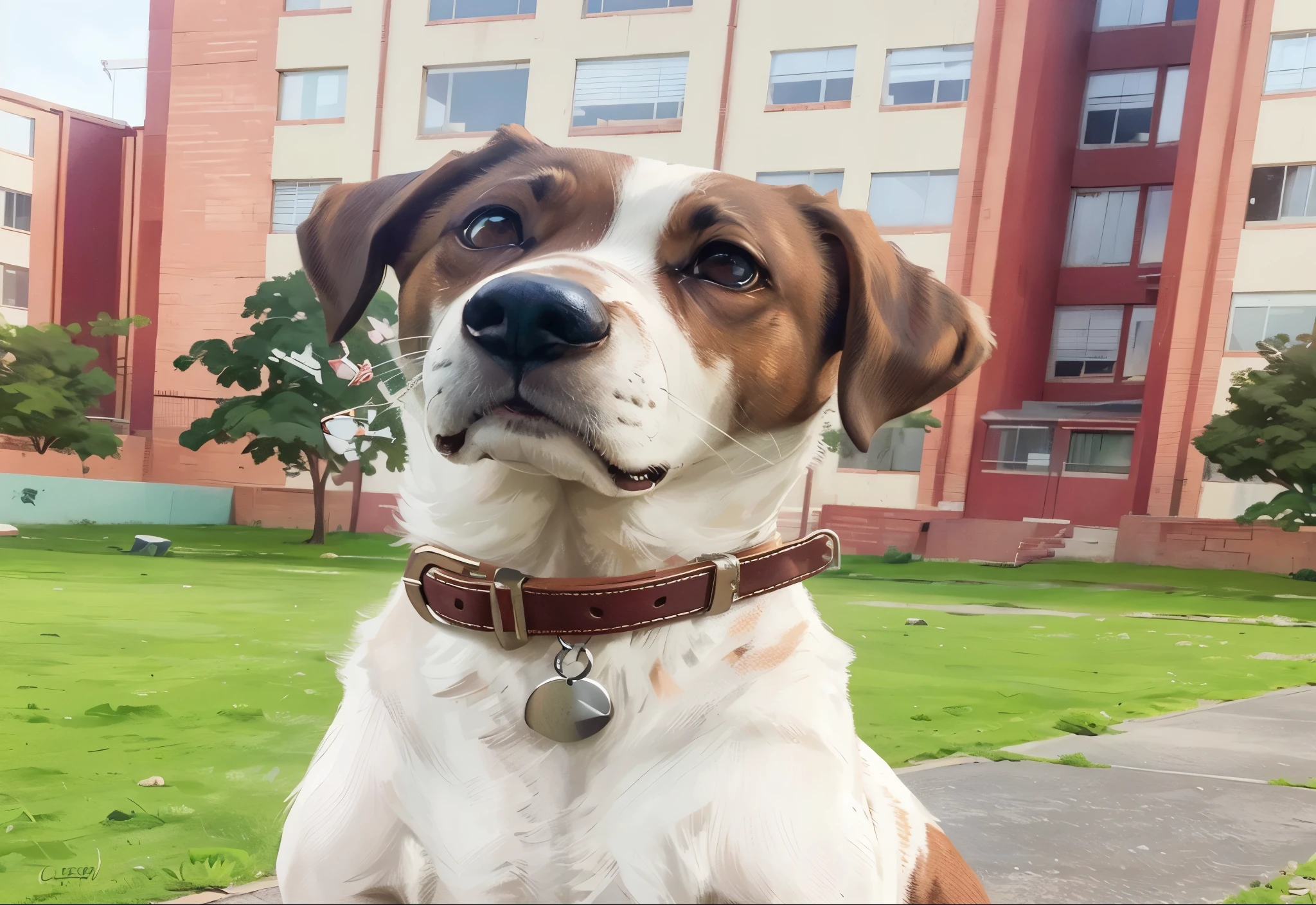 (american pointer dog), (Best Pose), (best angle), (Better representation), Eduardo Cobra Acor Chorchoament ,Multidimensional geometric wall portrait, Artistically, Chibi,yang08k, Beautiful fece, colouring,