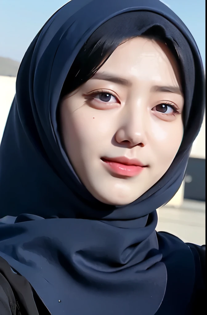 Three women in hijab blue collor, ((Best quality, 8k, Masterpiece :1.37)), (three women in hijab blue collor, smile), multiple people , three women in hijab blue collor, position:(two finger hand style), (three women in hijab blue collor), beautiful face, Beautiful detailed eyes, Korean eyes, nose detail, Natural Lips, 18 year old girl, black hair, very detailed face, ultra detailed body, slim body, smiling lips, erotic girl body, detailed breasts, Wearing Muslim hijab blue , luxurious jubba thobbe, blue sky view, slim body, realistic face, three women wearing hijabs