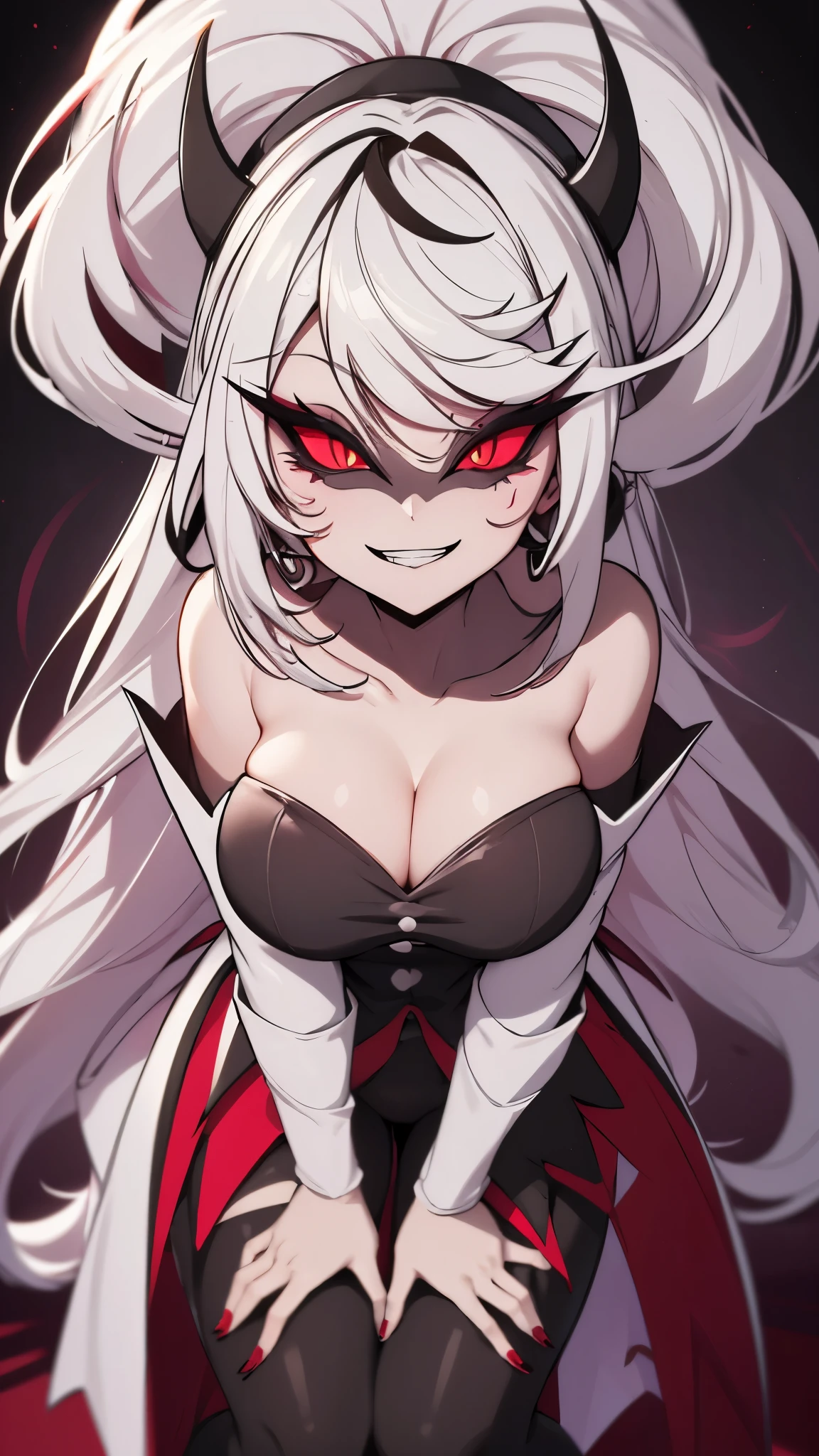 (((Carmilla Hazbin Hotel))), (((Gray skin))), (((excitada))), (((thick))), (((sexy pose))), (((ultra-detalhado))), (((busty))), (((big breats, big tits))), (((big ass, big butt))), (((perverted evil smile))),