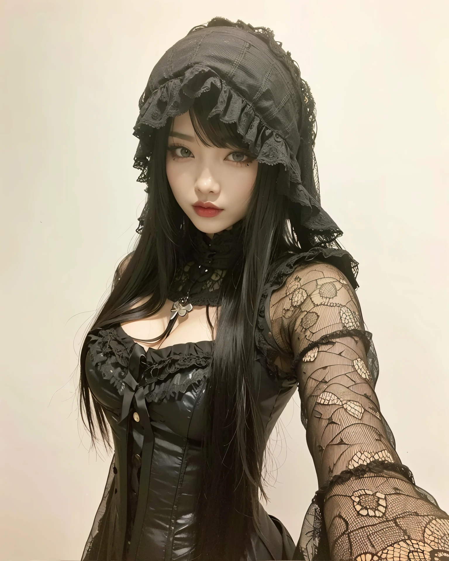 There is a woman in a black dress and a hat, goth girl coreana cruel, cocar de bruxa escura, 1 27 Year Old Goth Anime Girl, japanese gothic, gothic maiden, gothic maiden anime girl, Jennie kim, necromancer bonita, gothic maiden of the dark, goth girl, gothic costume, very beautiful gothic top model, deusa japonesa