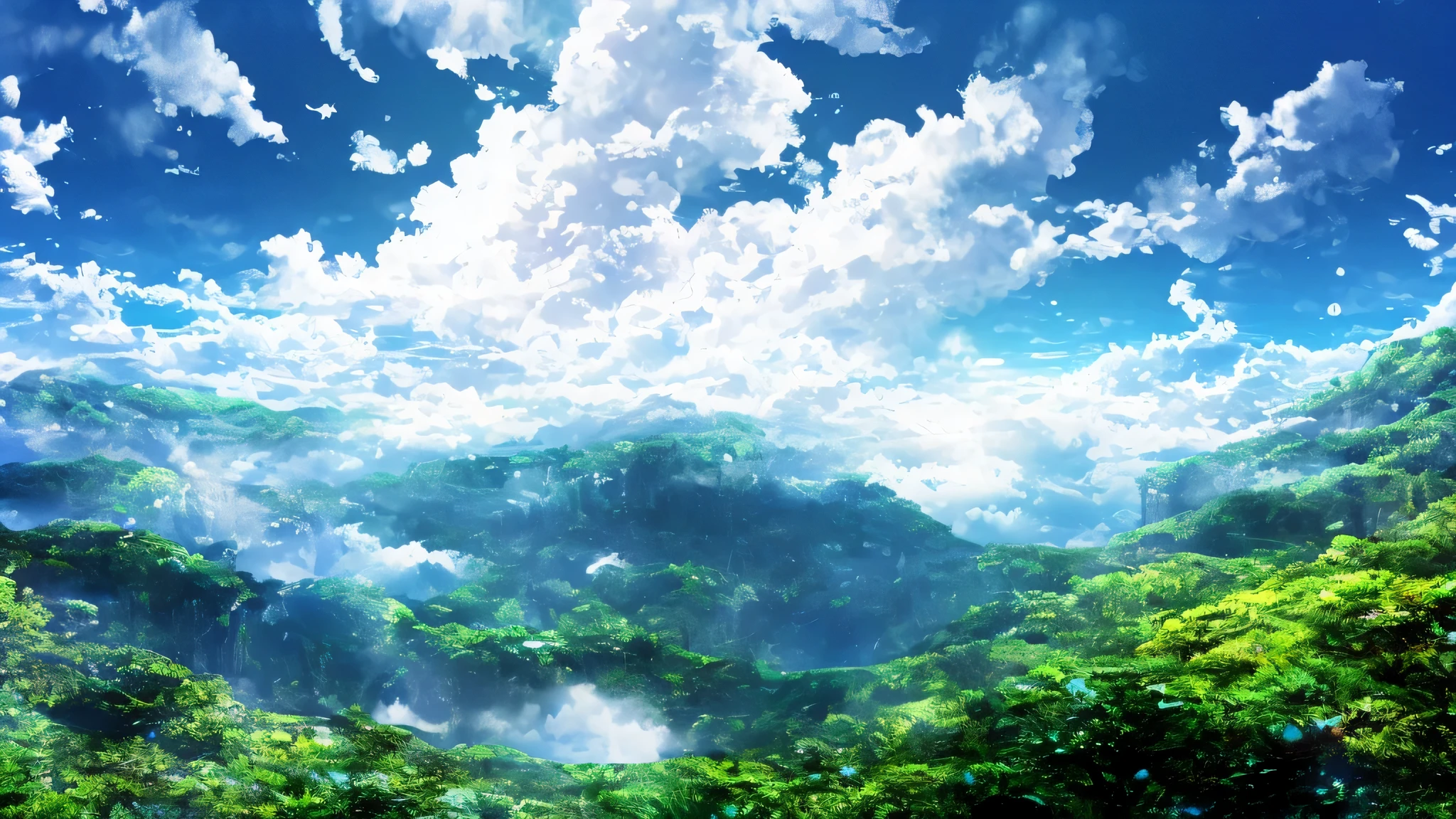 anime scenery of a mountain with a forest and clouds, anime scenery wallpaper, heavenly planets on the background, sky forest background, beautiful anime scenery, Beautiful peace scenes in anime, heavenly scenery, the most beautiful landscape, nature of anime wallpap, anime scenery, anime scenery, heavenly scenery, made of tree and fantasy valley, nature of anime, very beautiful scenery