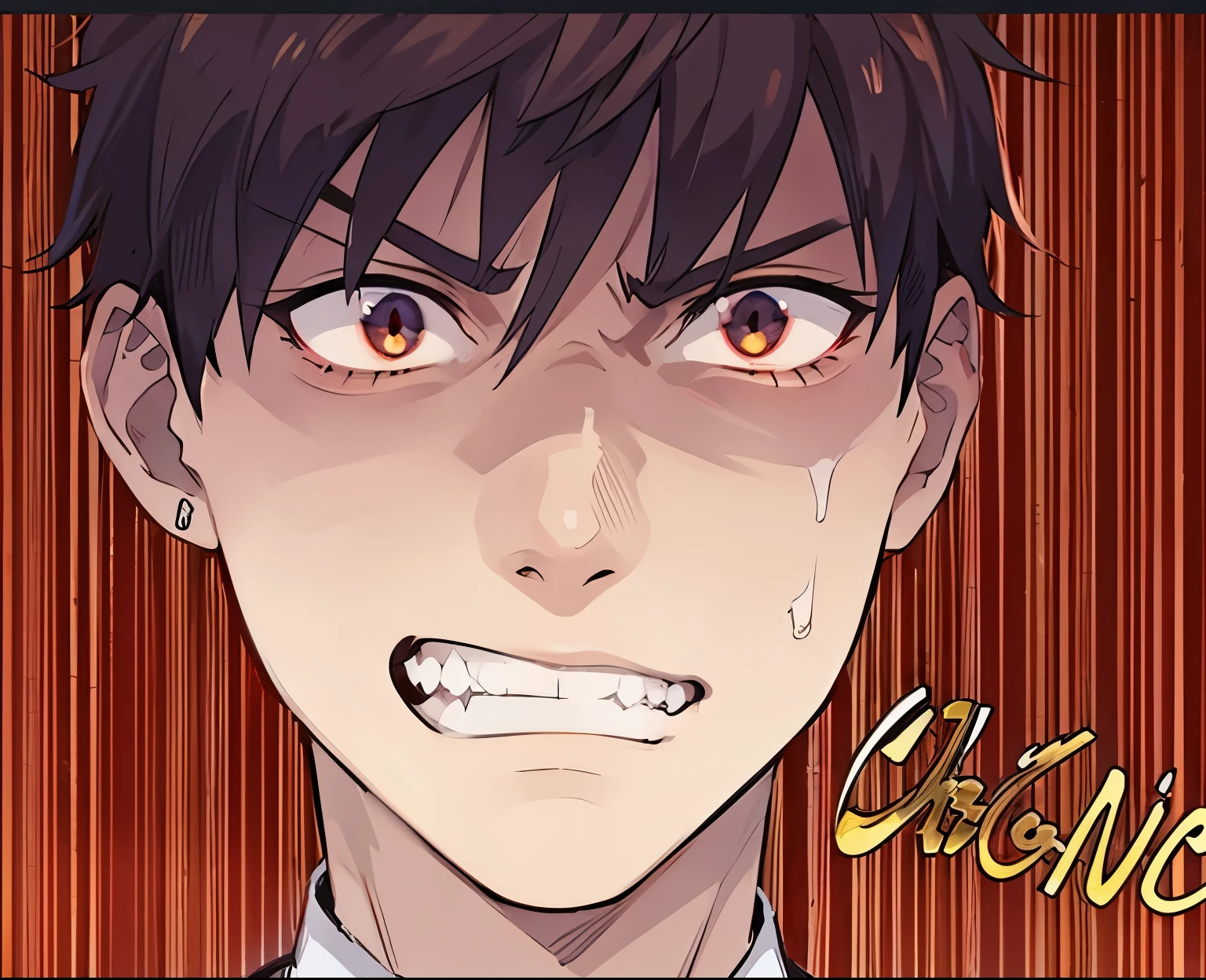 anime style, A guy squat at rooftop, outdoors, upper body, evil eyes, angry, brown eyes, devil, dark smoke, fire at city building, front view, focus on viewer, photo real, ultra detailed, masterpiece, ultra high quality, ultra high resolution, ultra realistic, ultra reflection, ultra lighting, detailed background, dramatic lighting, low key, dark tone, 8K