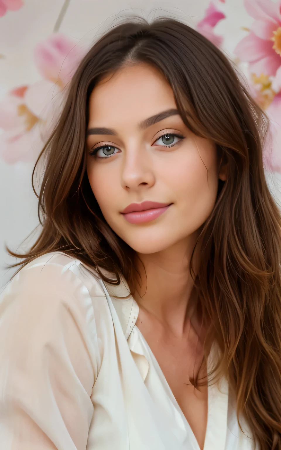 Belle brune wearing a light beige blouse (Engrossed in nail care at a modern beauty salon),
Very detailed, 23 years old, innocent face, natural wavy hair, blue eyes,
High resolution, Masterpiece, Best quality, intricate details, highly detailed,
Mise au point nette, detailed skin, realistic skin texture, texture,
Detailed eyes, professional, 4K, charming smile, filmed on Canon,
85 mm, shallow depth of field, Kodak Vision color, perfectly fitting body,
Extremely detailed, photorealistic, realistic, post-processing, maximum details,
Roughness, real life, ultra realistic