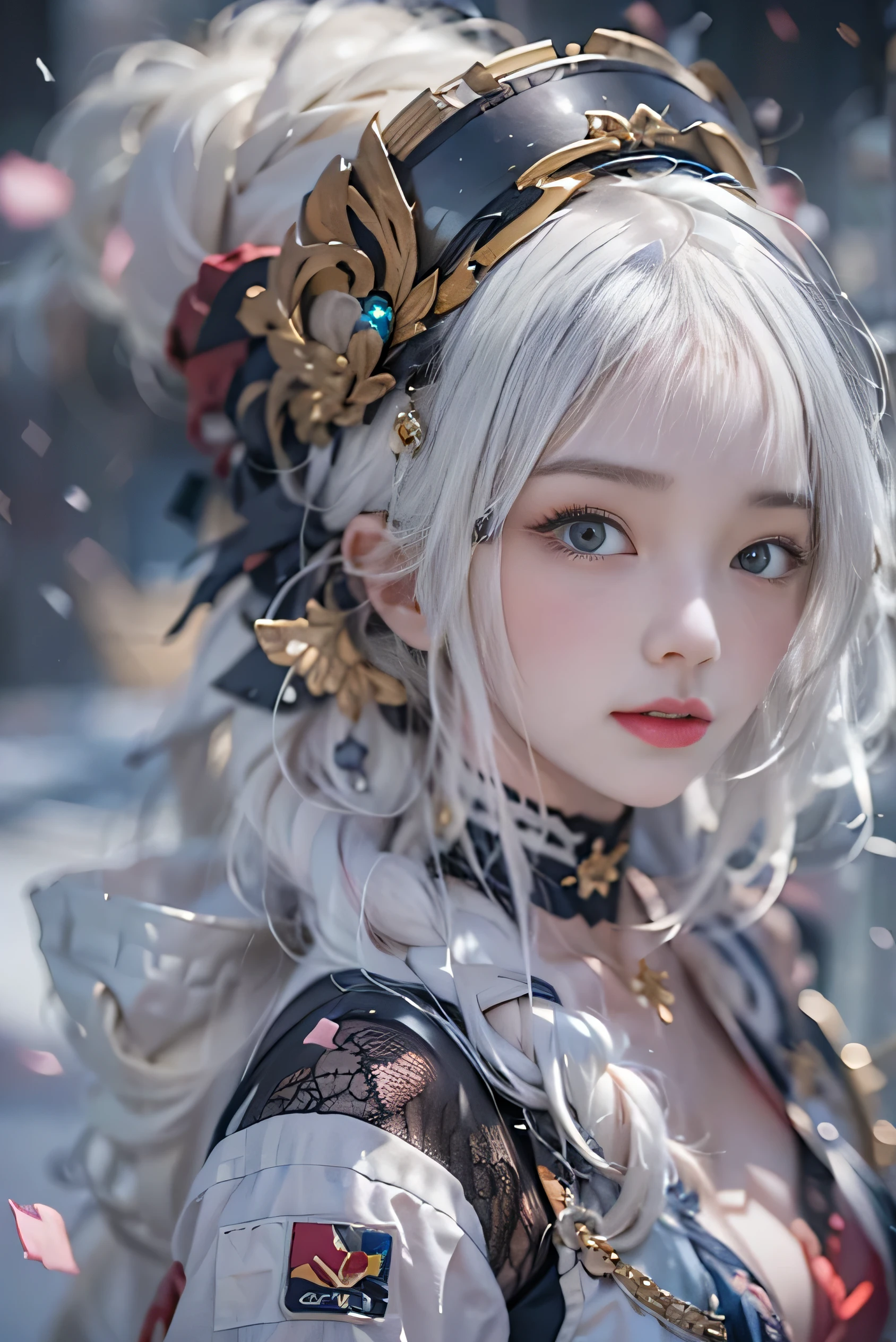 (photorealistic:1.5, highest quality,masterpiece,High resolution,muste piece),snow mountainに立つ1人の23歳の女性,cyber punk,(Red string bikini swimsuit:1.5,Down jacket:1.3,choker), detailed eyes:1.8,beautiful skin:1.8, (looking at the camera:1.2),(Photo seen from the front bottom:1.3),(Medium Hair:1.2,bright platinum hair:1.5), expression( Impish Smile:1.3,blushing:1.3),Pause( Seductive pose:1.5),background(snow mountain:1.5,ruins,apocalyptic world),(Medium chest,slender, abs:1.2), (Underwear visible through clothing),(Butt visible through clothes),(detailed perfect face),normal hands:1.5,normal finger:1:5,normal feet:1.5,(cameltoe)