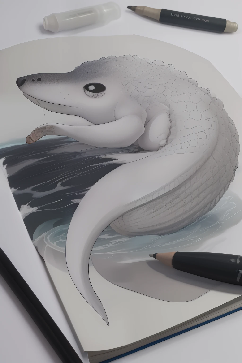 desenho de animais marinhos fofos para livro de colorir em preto e branco