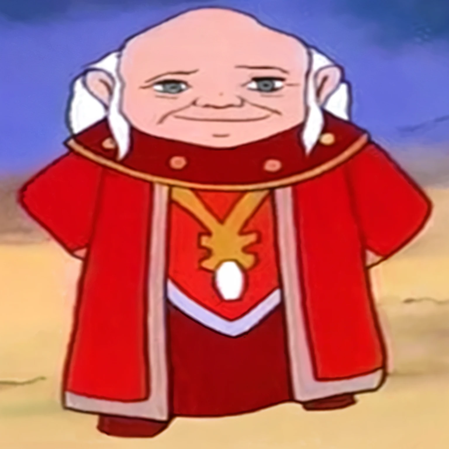 um close up de um personagem de desenho animado em um manto vermelho, um elfo de meia idade, vestindo vestes de feiticeiro vermelho, Joe Biden como um arquimago encapuzado, vestindo vestes de feiticeiros vermelhos, como um atlante, personagem de antasia, velho arquimago masculino, vestindo vestes vermelhas douradas, vestindo vestes reais vermelhas douradas, white hair dwarf