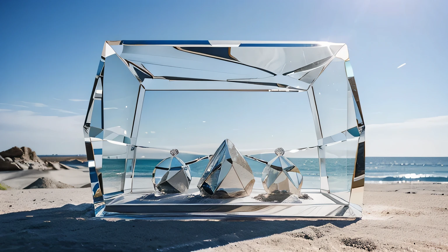 Design a crystal-clear structure symbolizing trust. Place a few genuine connections inside, showcasing the transparency and depth of trustworthy friendships.