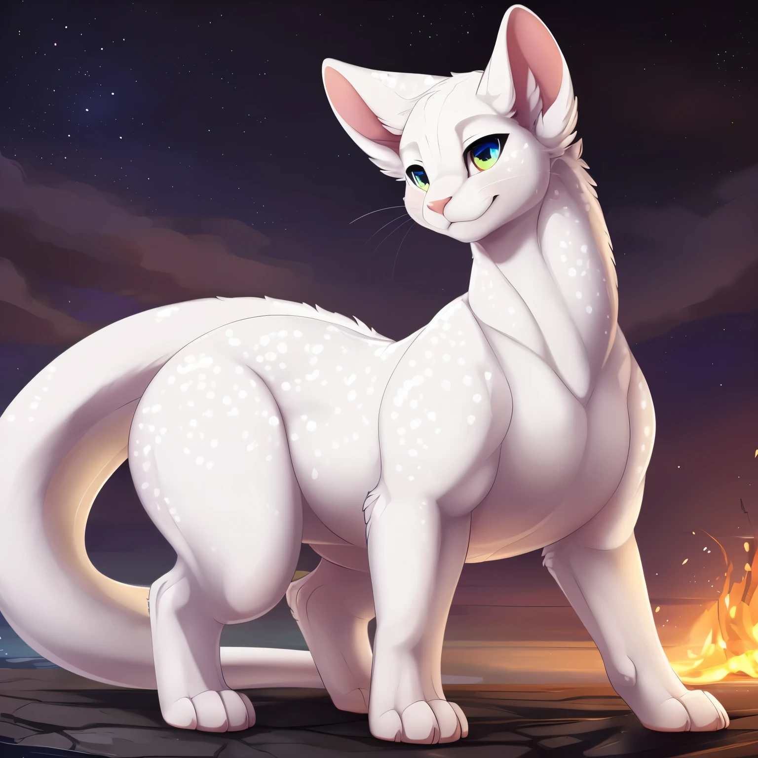 ((white_gryphon)), (slugcat), (all_white_body), otter, (feral_quadruped), (by shikaro), (by Inno-Sjoa), (by asaneman), (by DAGASI), female, big_butt, ((extremely_wide_excessively_massive_hyper_hips)) normal_tail, (massive_plump_hyper_labia), (prismatic_speckles), (big_ears), Long_neck, glistening_skin, ((digitigrade_extremely_tiny_paws)), Perfect_eyes), sexy, seductive, 1080p, (best quality), (masterpiece),