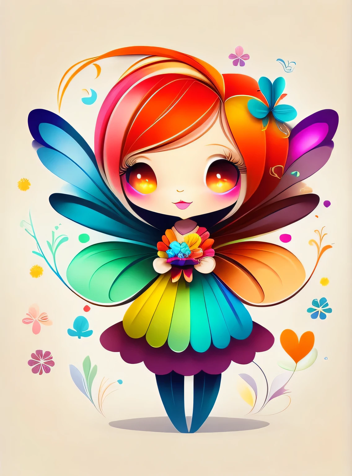 the colorida abstract of cute little fairy, (colorida,altamente detalhado,arte vetorial)