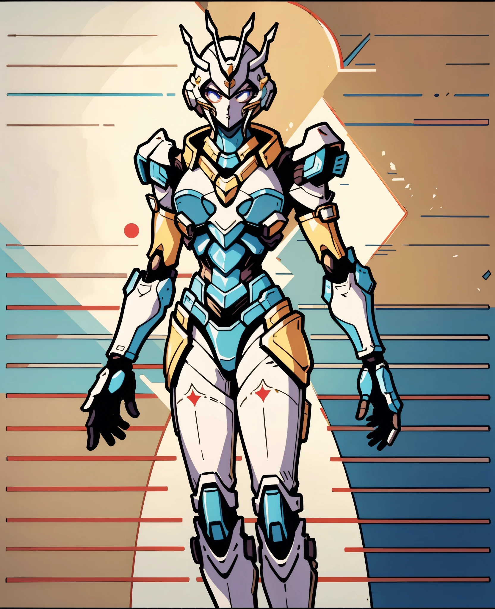 A woman adorned in fantasy-style full-body armor, a crown-concept fully enclosed helmet that unveils only her eyes, a composite layered chest plate, fully encompassing shoulder and hand guards, a lightweight waist armor, form-fitting shin guards, the overall design is heavy-duty yet flexible, (the armor gleams with a golden glow, complemented by red and blue accents), exhibiting a noble aura, she floats above a fantasy-surreal high-tech city, this character embodies a finely crafted fantasy-surreal style armored hero in anime style, exquisite and mature manga art style, (Queen Bee Concept Armor, blood), ((plasma, bio mecha, long legs, elegant, goddess, femminine:1.5)), metallic, high definition, best quality, highres, ultra-detailed, ultra-fine painting, extremely delicate, professional, anatomically correct, symmetrical face, extremely detailed eyes and face, high quality eyes, creativity, RAW photo, UHD, 32k, Natural light, cinematic lighting, masterpiece-anatomy-perfect, masterpiece:1.5