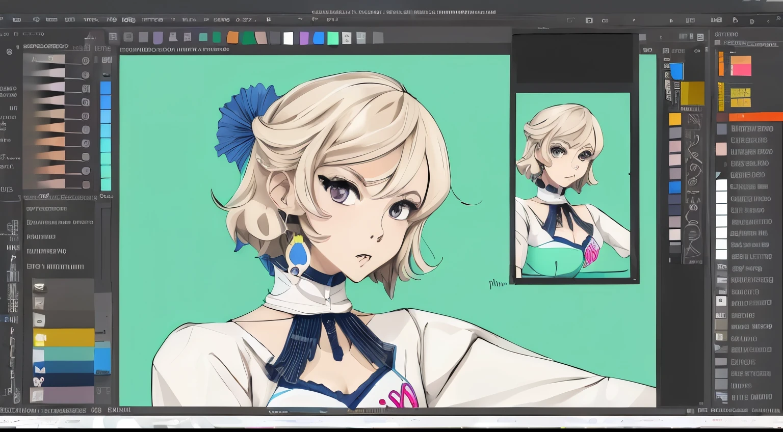 un primer plano de un dibujo de una mujer con cabello blanco, Clip Studio Paint, cel - shading art style, sombreado plano estilo anime, Estilo de anime limpio y detallado, Lineart limpio y color plano, sombreado de celdas, Estilo anime hiper detallado, digital sombreado de celdas, flat sombreado de celdas mucha, Hecho en la herramienta de pintura SAI2, pintado en estudio de pintor anime, limpio lineal y color