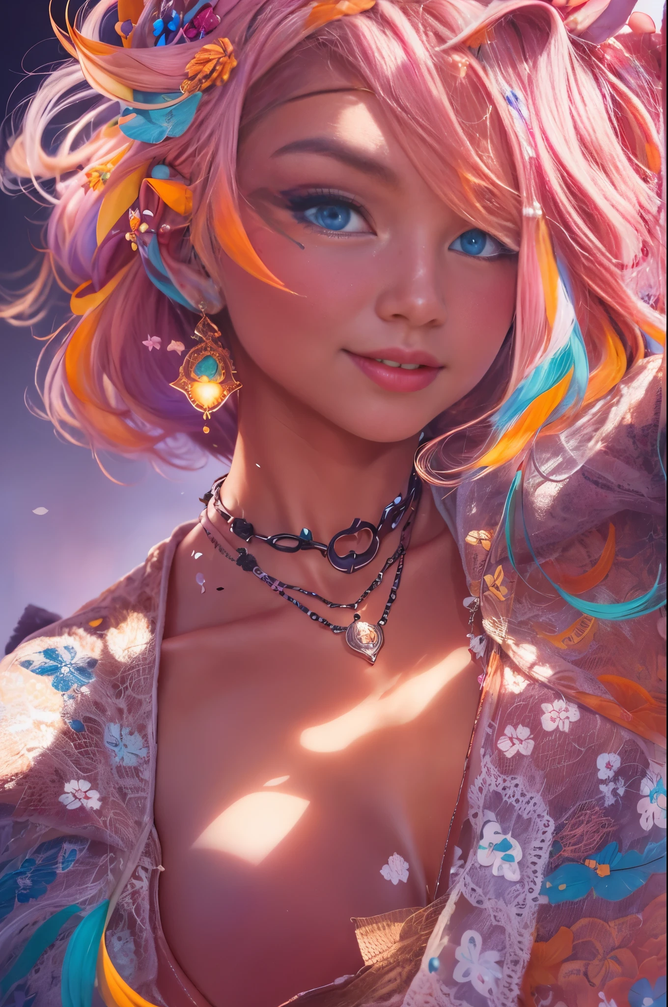 <lora:BrazilCarnival:1>, headdress, bzccostume,
 (closeup:1.2), (extreme closeup:1.1), upper body, detailed eyes, realistic iris,

([Lana Del Rey|Emma Watson]:1.1), solo, emo, blue eyes, toy bears, huge toy bear,  headphones,  neon pink hair,
pale skin, glowing face, Ukrainian, spot light,
outside, colorful,
[(colorful explosion psychedelic paint colors kaleidoscope gems:1.1)::0.1], bokeh,

masterpiece, by lee jeffries, nikon d850, film stock photograph 4 kodak portra 400 camera f1.6 lens rich colors hyper realistic lifelike texture dramatic lighting unrealengine trending on artstation cinestill 800 tungsten, Style-Neeko, (evil:0.8)