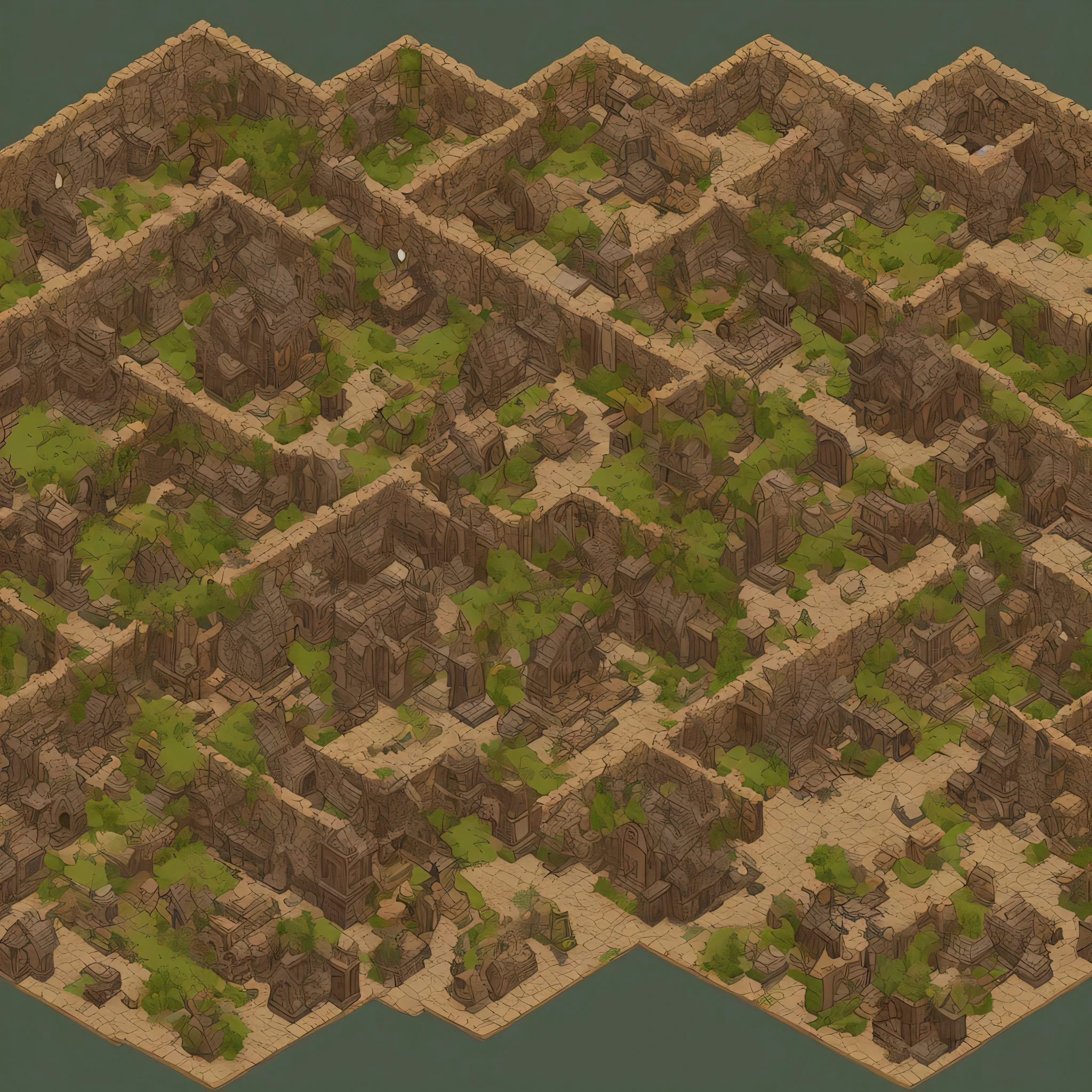 Isometric map of a dungeon, magic castle