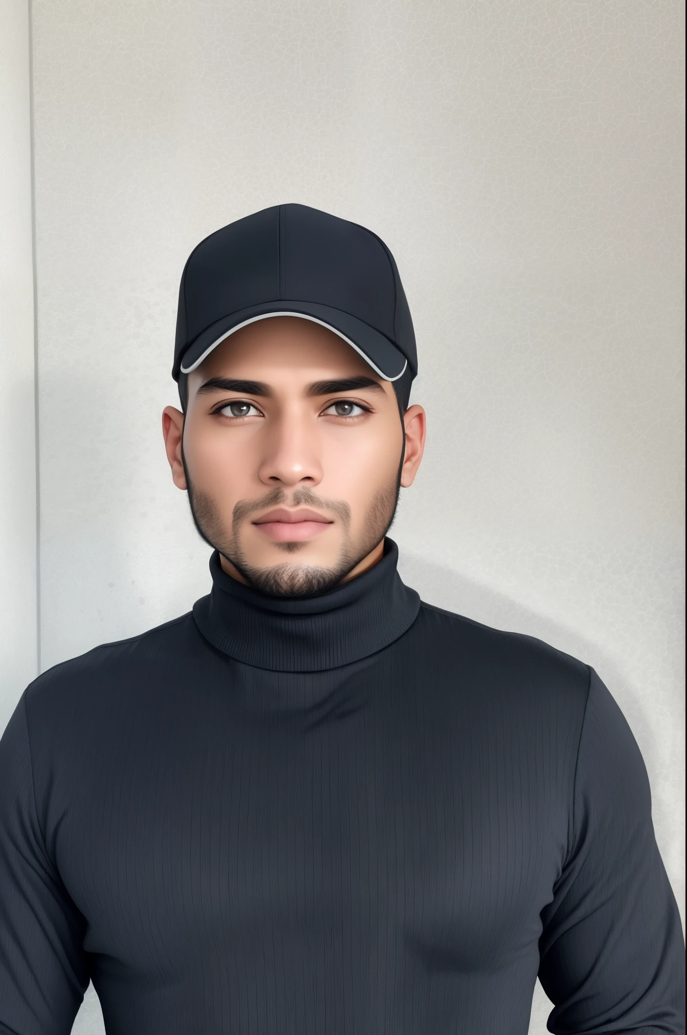 arafed man in a black turtle neck shirt and a black hat, forehead only, with rap cap on head, frontal picture, taken in the early 2020s, he is wearing a black, riyahd cassiem, frontal pose, headshot profile picture, wearing a navy blue utility cap, showing forehead, with black beanie on head, professional profile picture, cartoon avatar, change background, no facial changes, change cloth