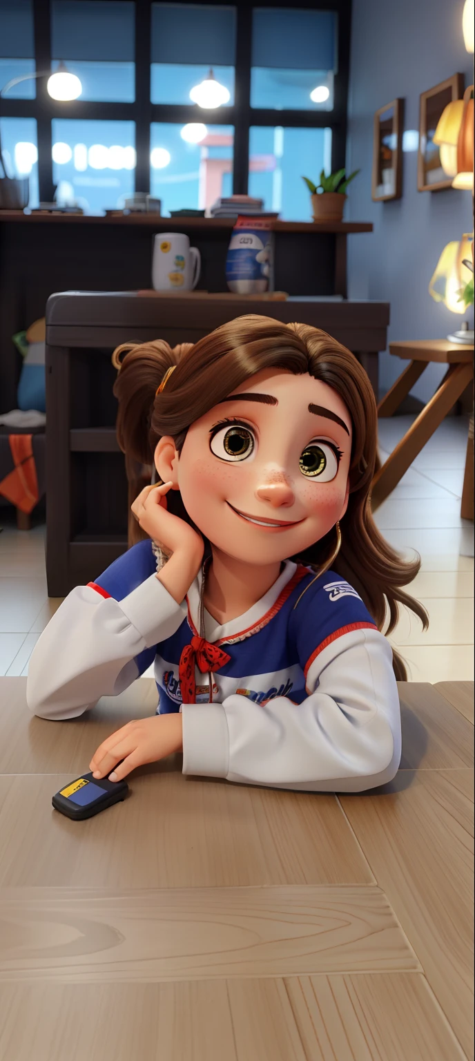 Uma branca do cabelo cacheados sorrindo