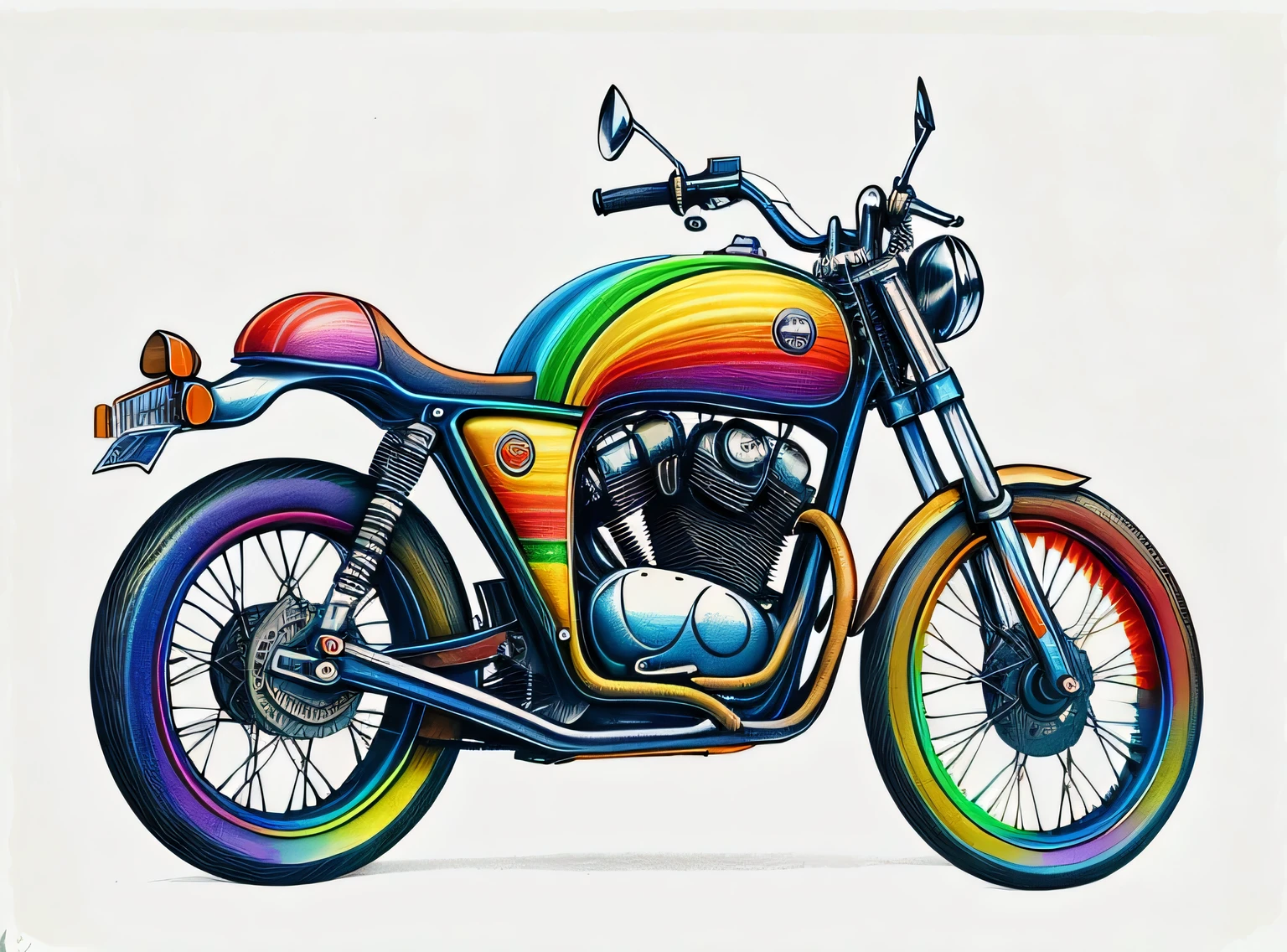 Motocicleta antiga RainbowPencilRockAI