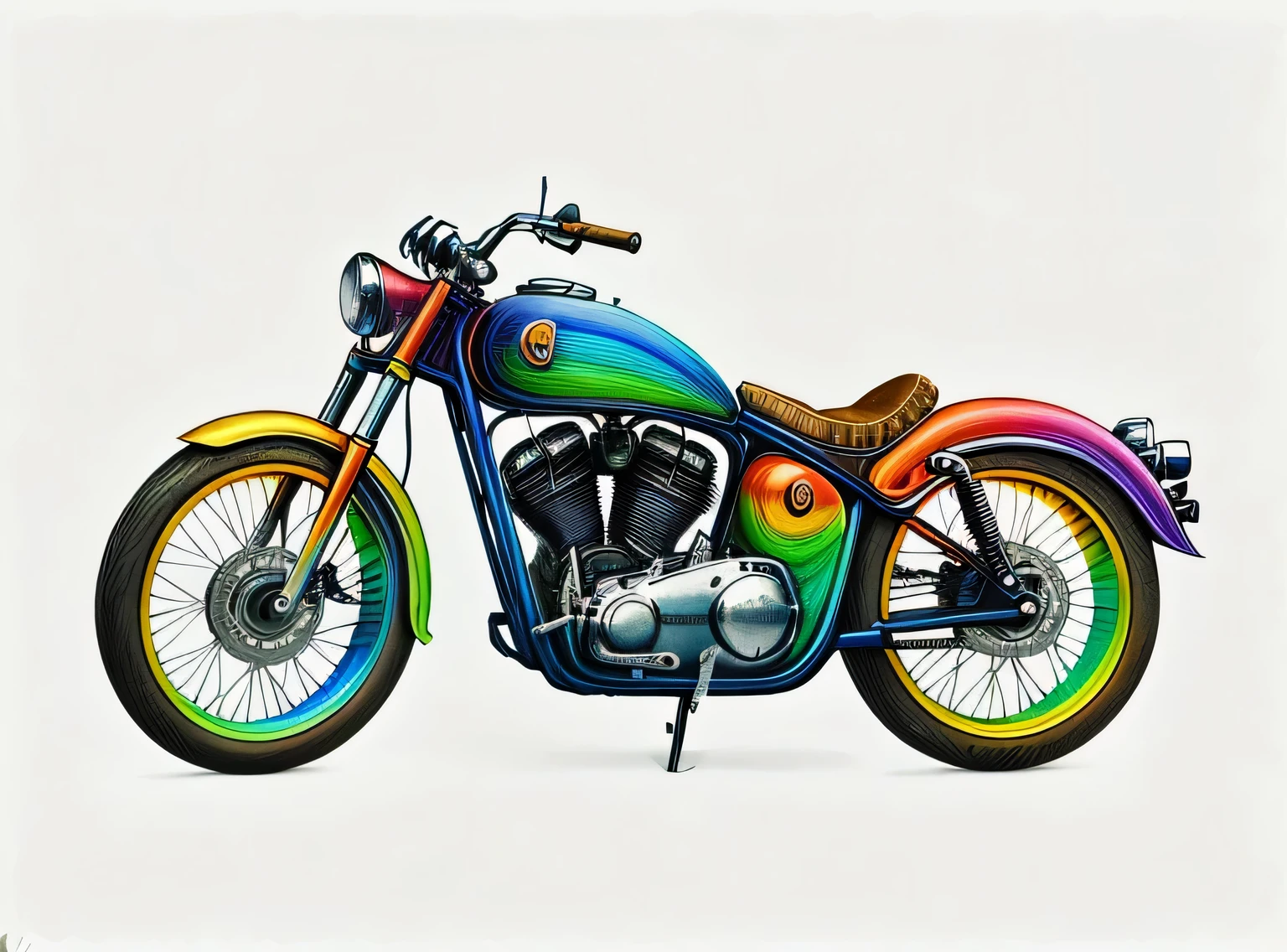 Motocicleta antiga RainbowPencilRockAI