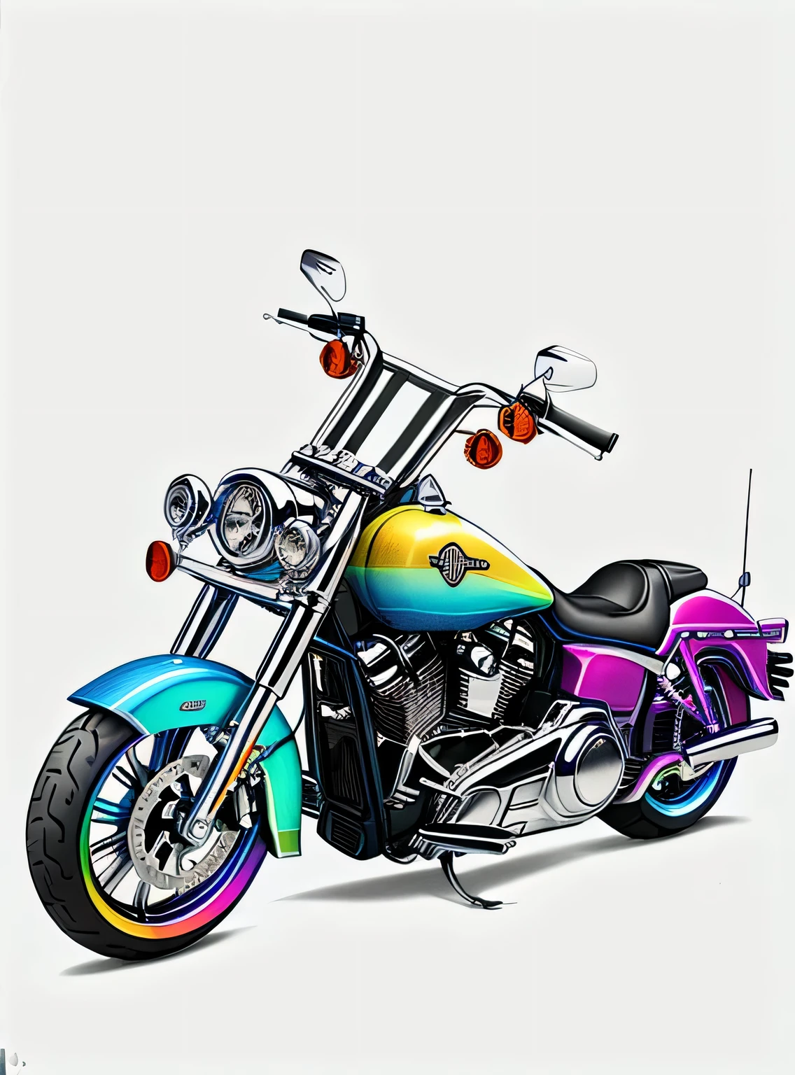 RainbowPencilRockAI motocicleta Harley-Davidson com fundo preto