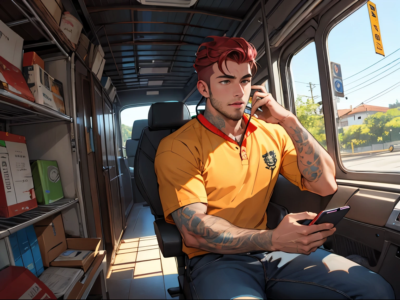 Homem, moreno, auto, de capuz, com fone de ouvido