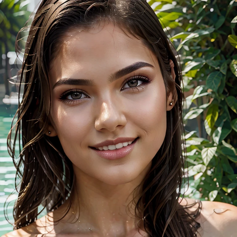 Very very very sexy girl, Alex Less , 1girl, solo, brunette hair, parted hair style, body shot, Detailed skin, Detailed Face, Detailed Lips, Detailed Eyes, light make up, seductive smile, happy, textured skin, super detail lighting, 