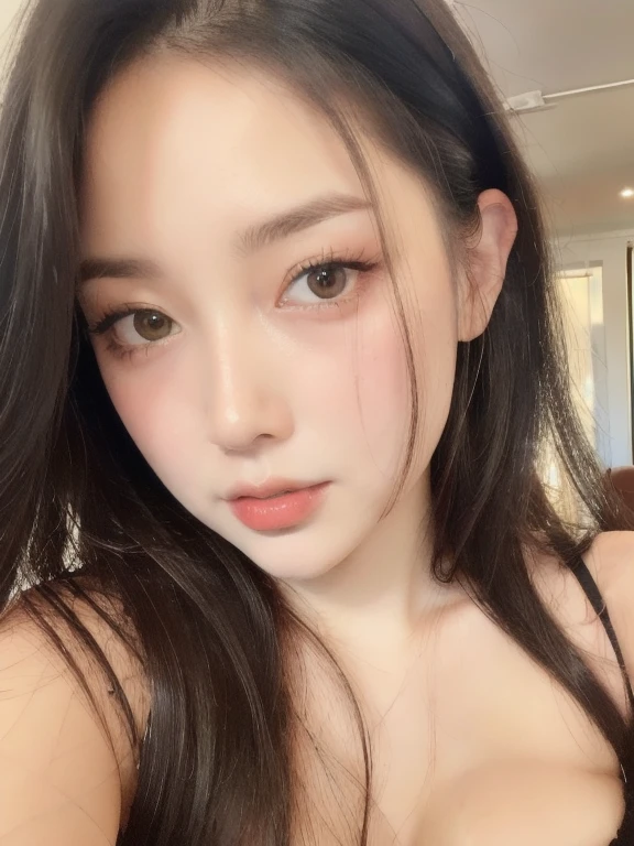 (realistic、masterpiece、Best Quality、8K、highres、high resolution:1.3)、1 girl、Big breasts、white bikini、looking at viewers、super fine face and eyes、long hair、 exposed cleavage、upper body、